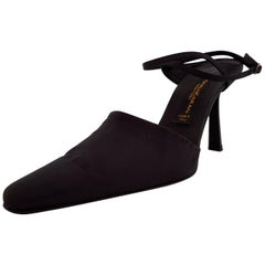 Donna Karan Double Heel Lace - Black Silk - High heel - Size: B10 (US)