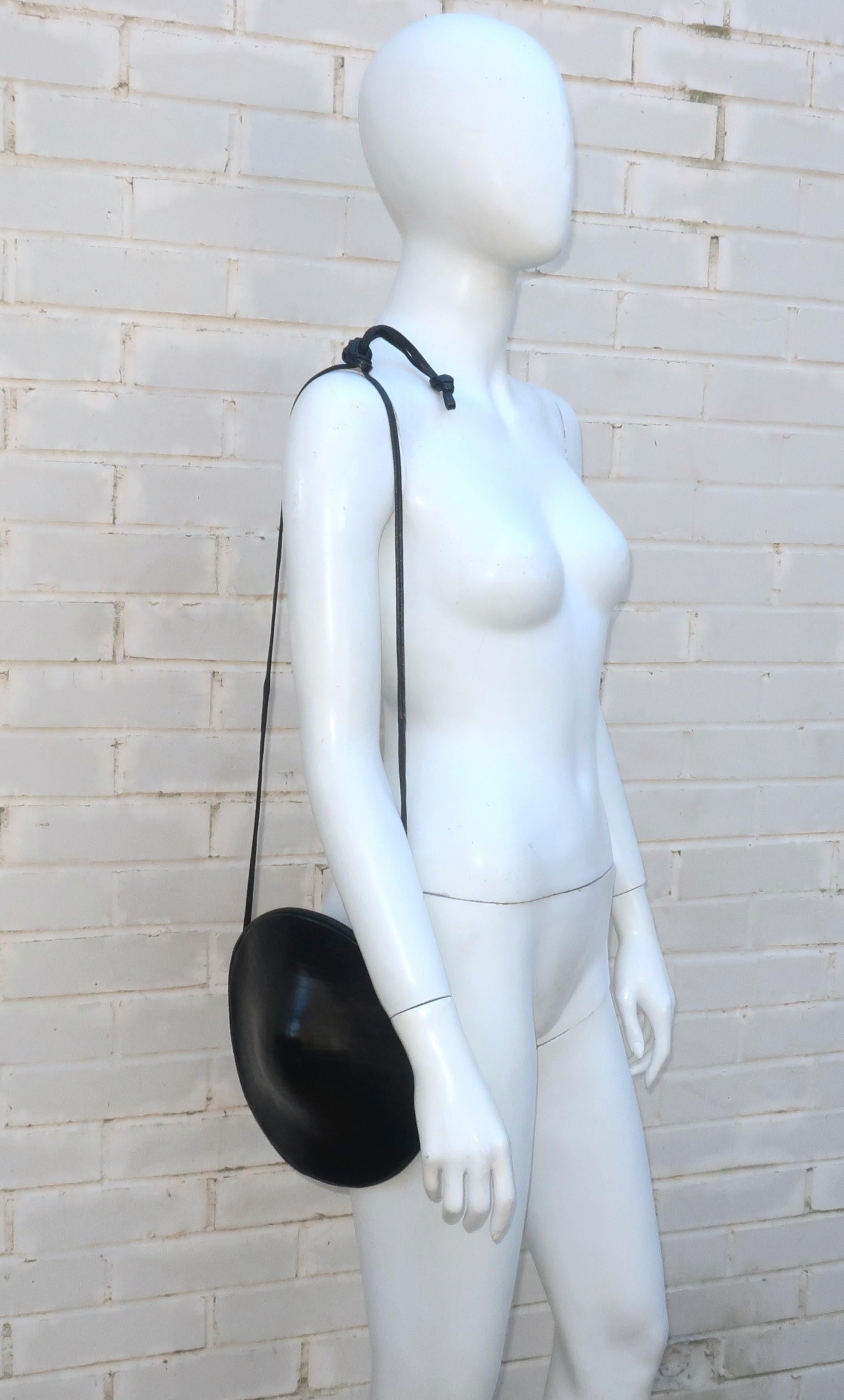 Donna Karan Embossed Black Leather Handbag With Shoulder Strap, 1980’s 7