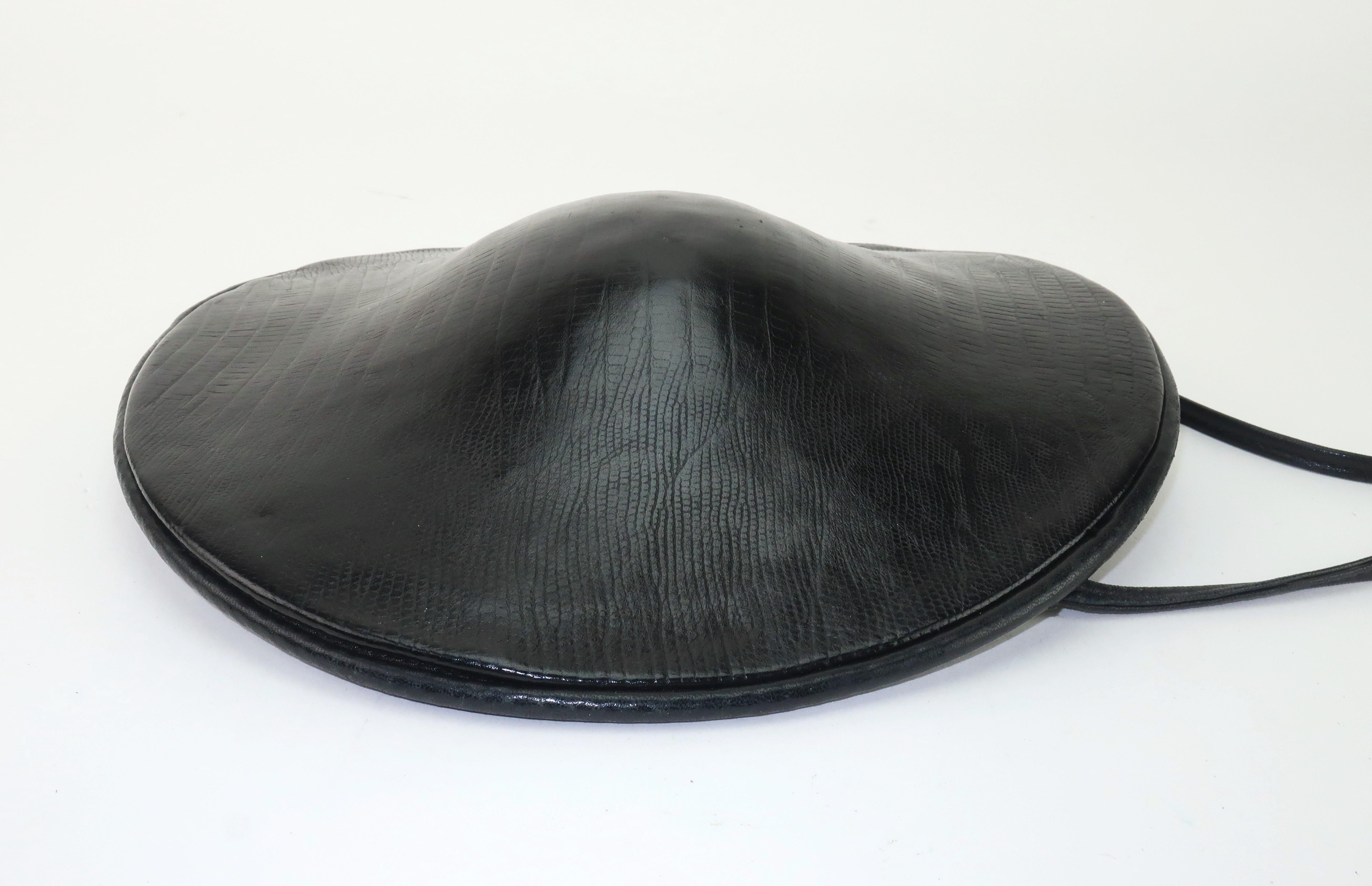 Donna Karan Embossed Black Leather Handbag With Shoulder Strap, 1980’s 1