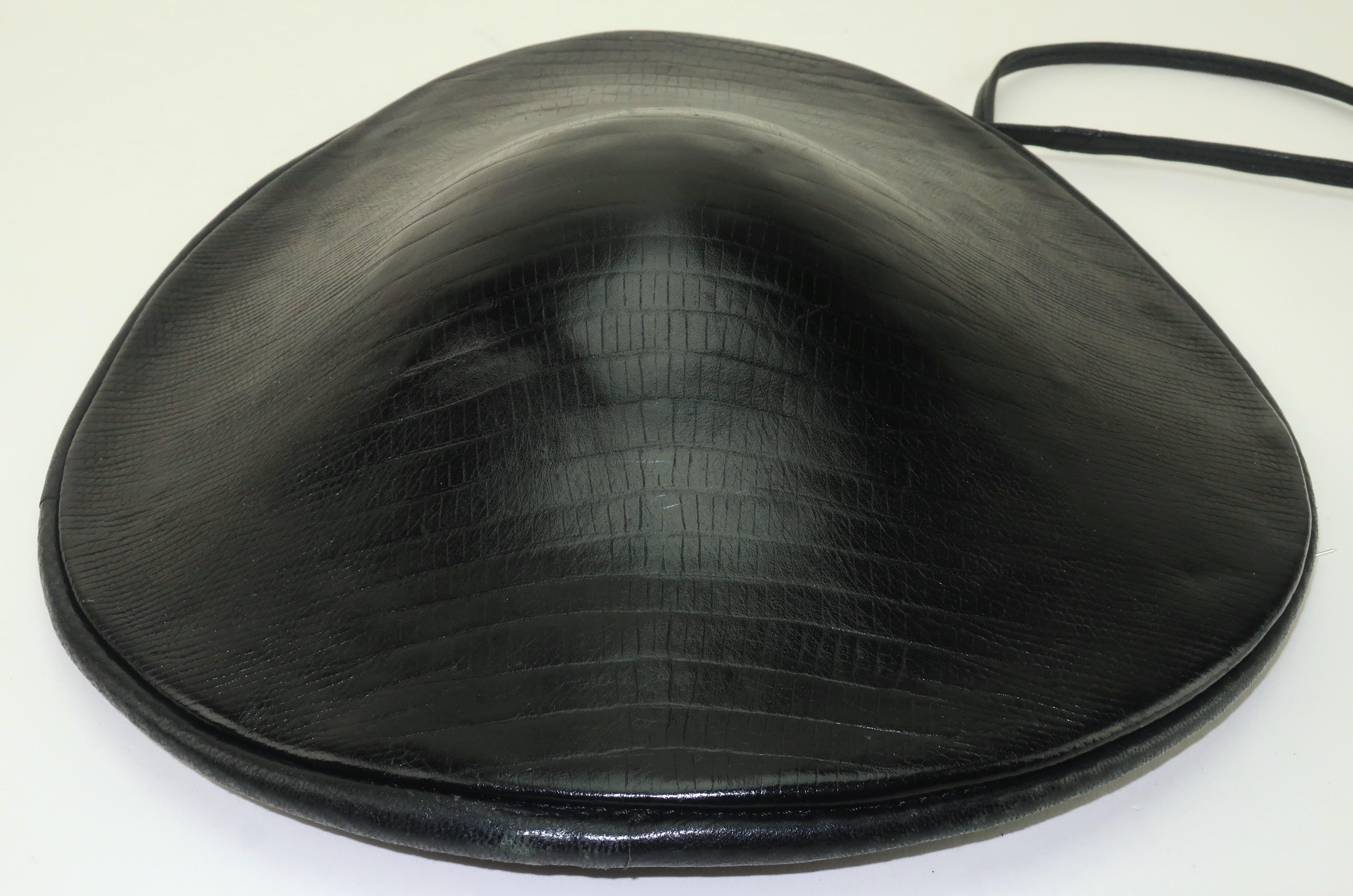 Donna Karan Embossed Black Leather Handbag With Shoulder Strap, 1980’s 2