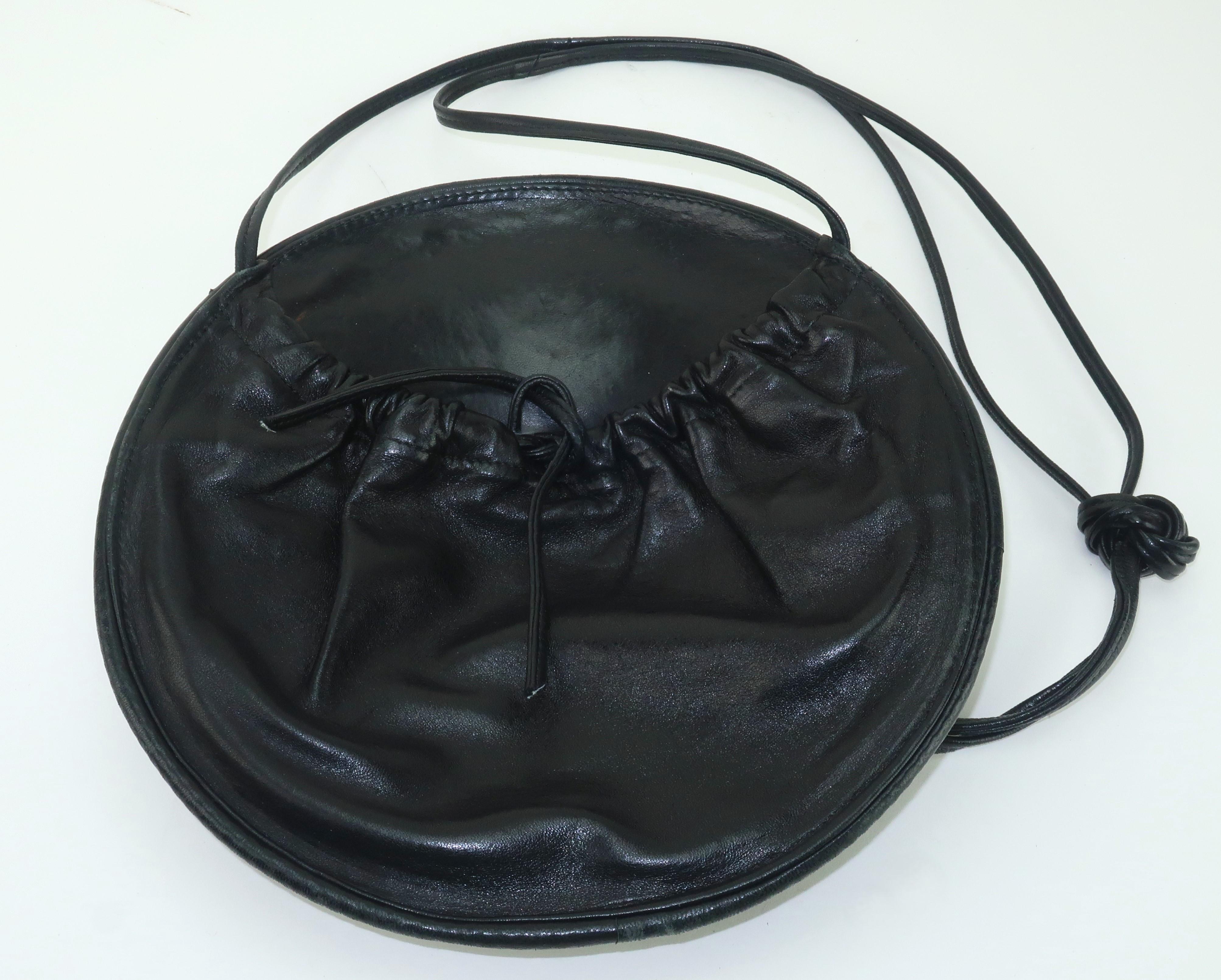 Donna Karan Embossed Black Leather Handbag With Shoulder Strap, 1980’s 4