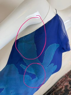 DONNA KARAN (FLAWED) 2000 Vintage Laufsteg Seide Blau Rückenfreies Trägerkleid