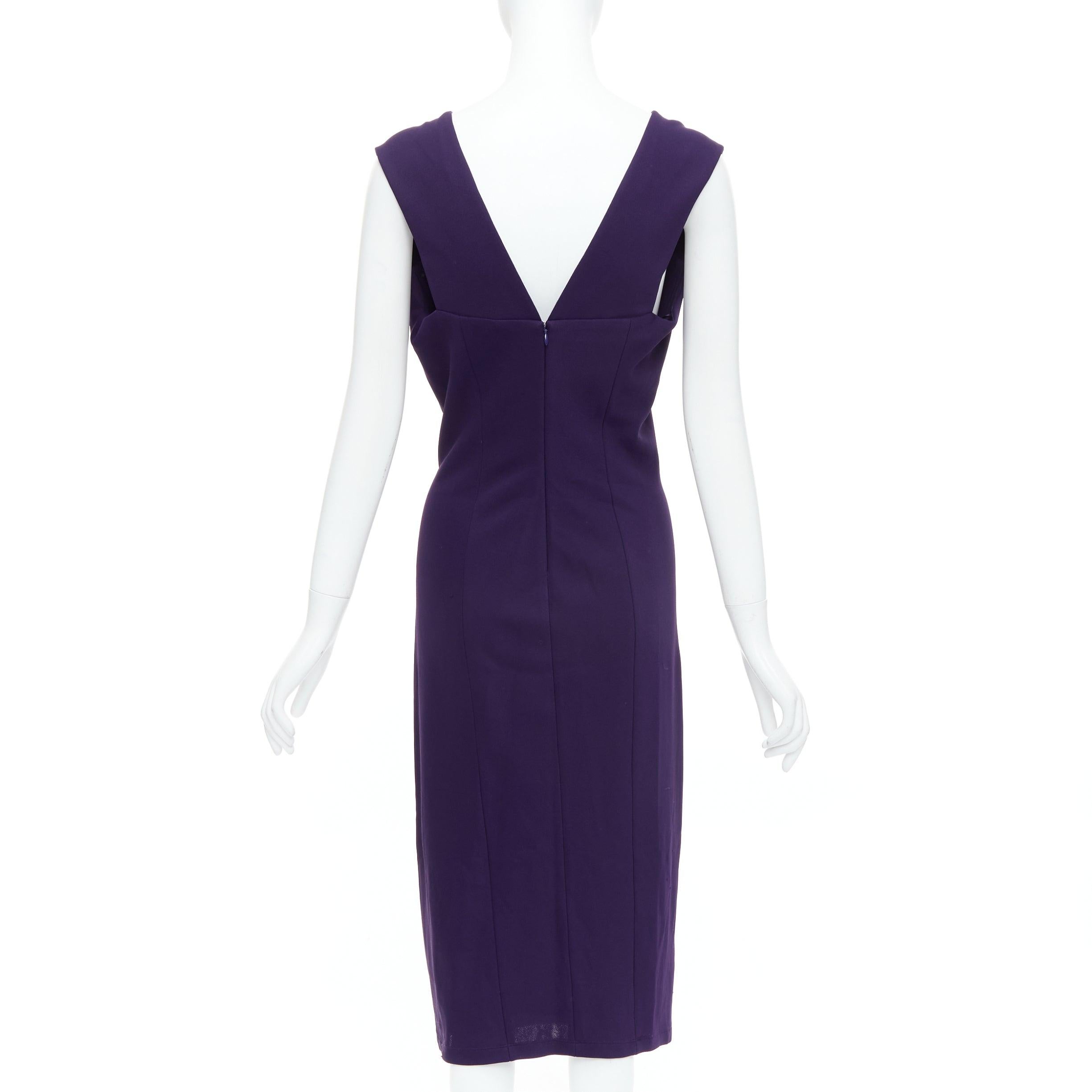 Women's DONNA KARAN Fluid Crepe Double eggplant purple sheath dress L For Sale