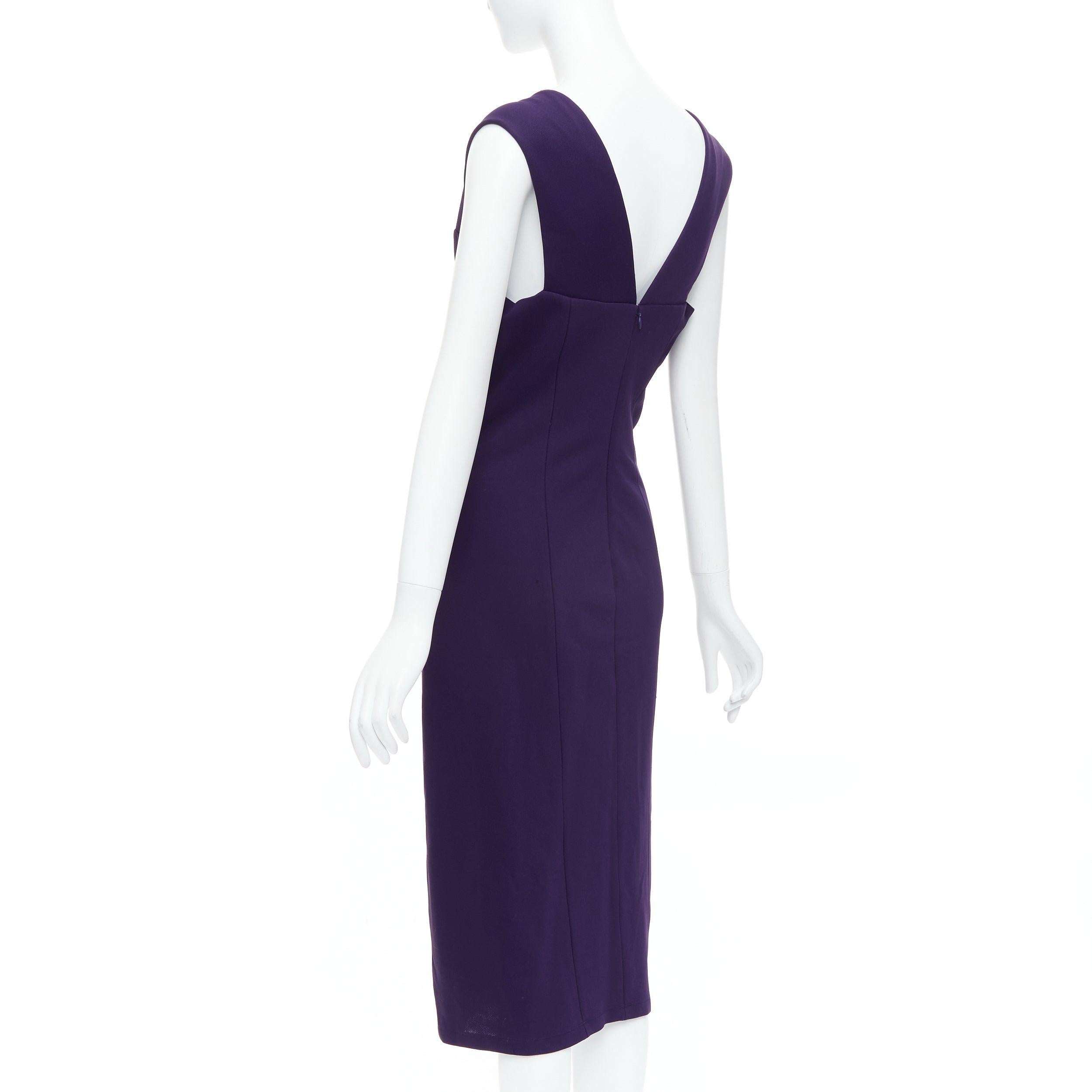 DONNA KARAN Fluid Crepe Double eggplant purple sheath dress L For Sale 1