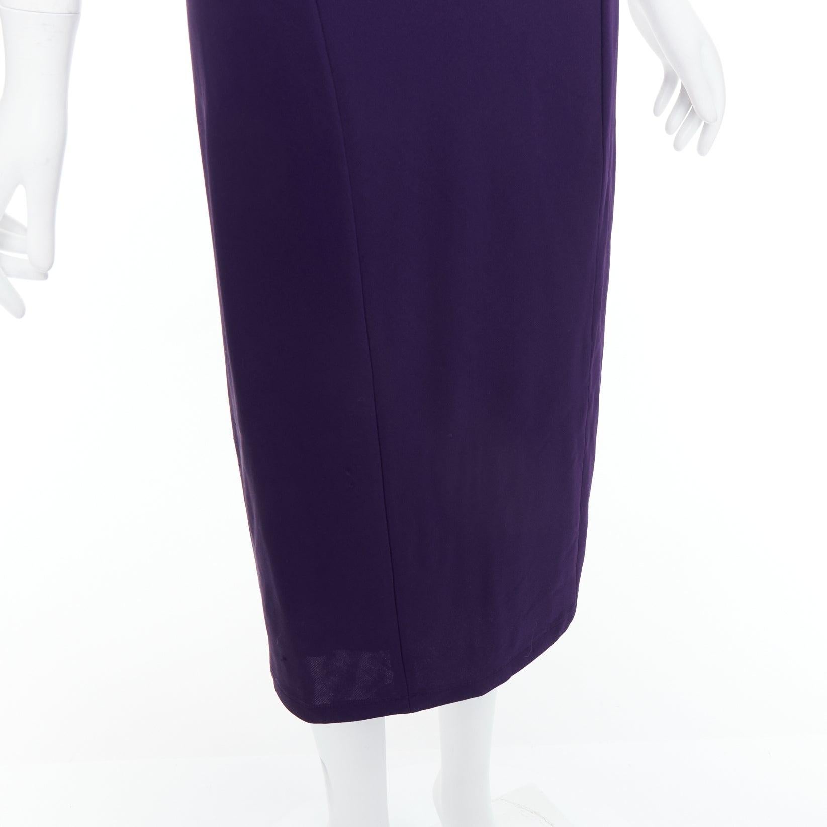 DONNA KARAN Fluid Crepe Double eggplant purple sheath dress L For Sale 2