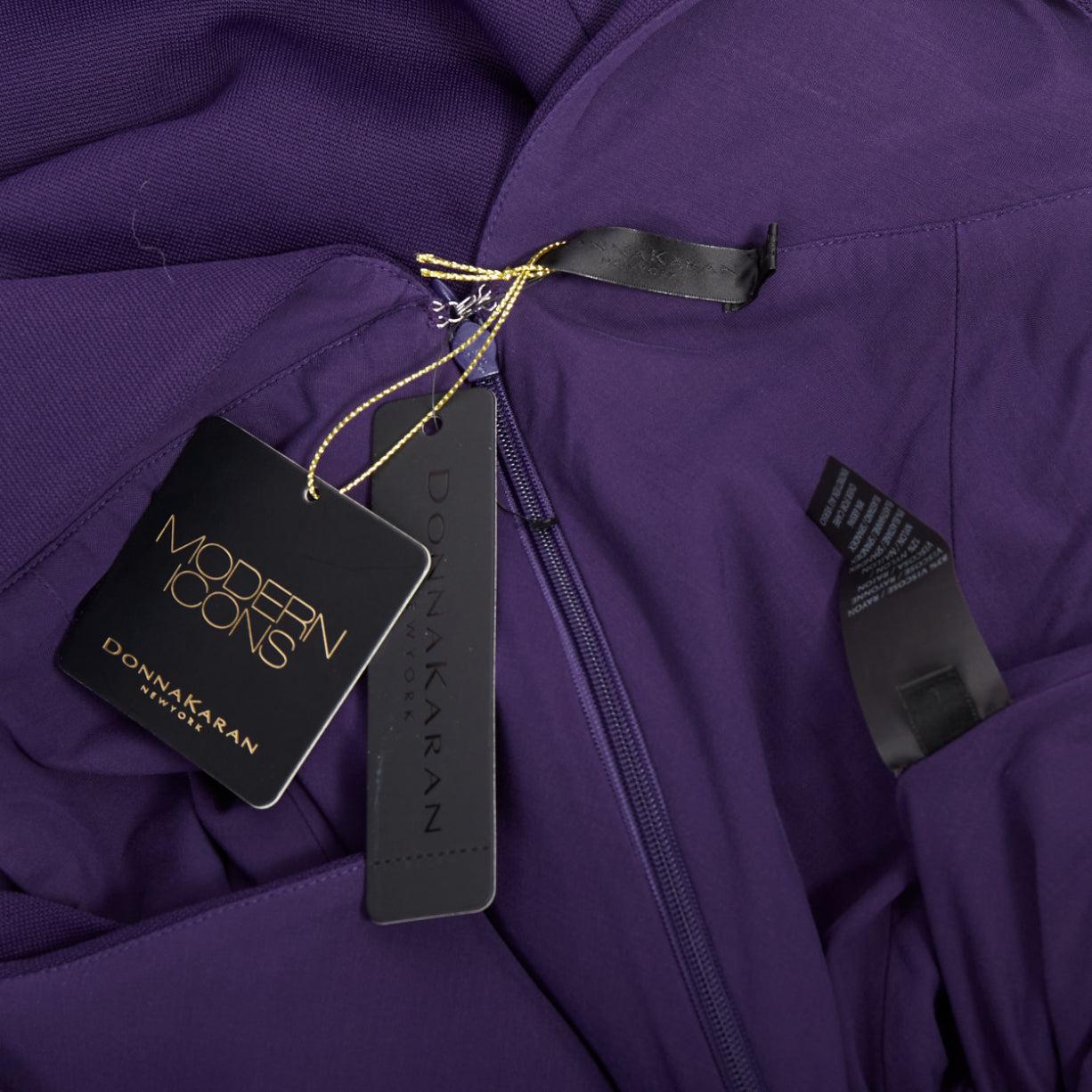 DONNA KARAN Fluid Crepe Double eggplant purple sheath dress L For Sale 3