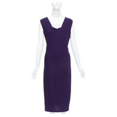 DONNA KARAN Fluid Crepe Double eggplant purple sheath dress L