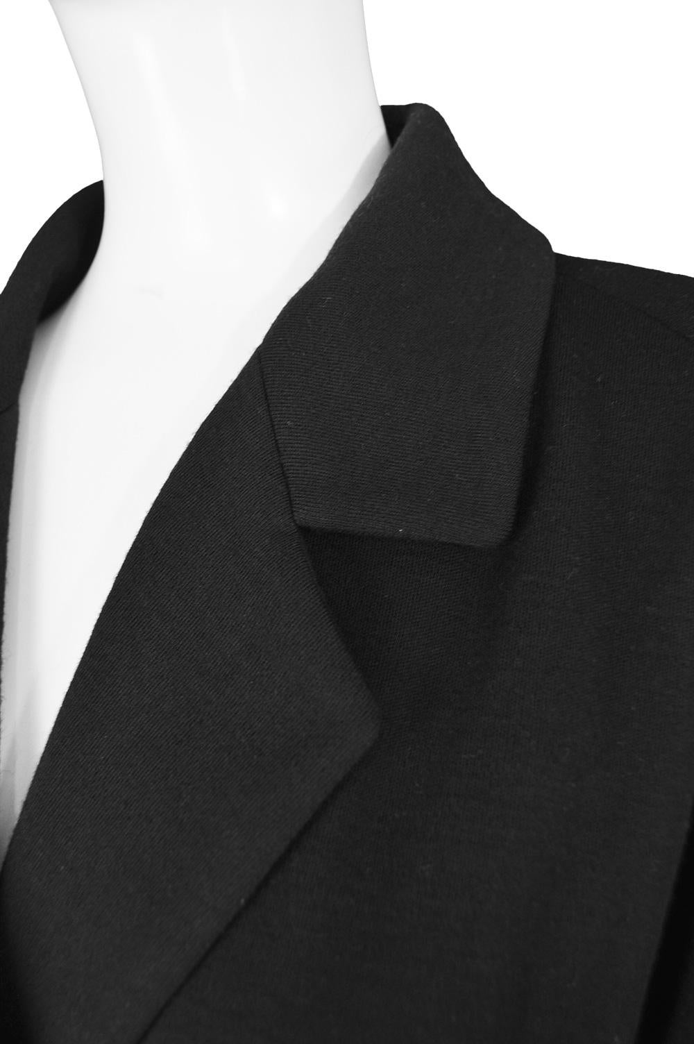 Donna Karan for Bergdorf Vintage Black Wool Structured Shoulder Jacket, 1980s For Sale 1