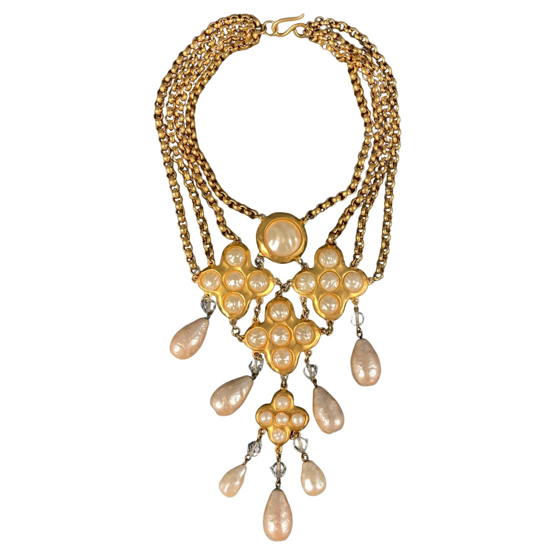 DONNA KARAN Gold Faux Pearl Layered Necklace