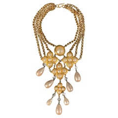 DONNA KARAN Gold Faux Pearl Layered Necklace