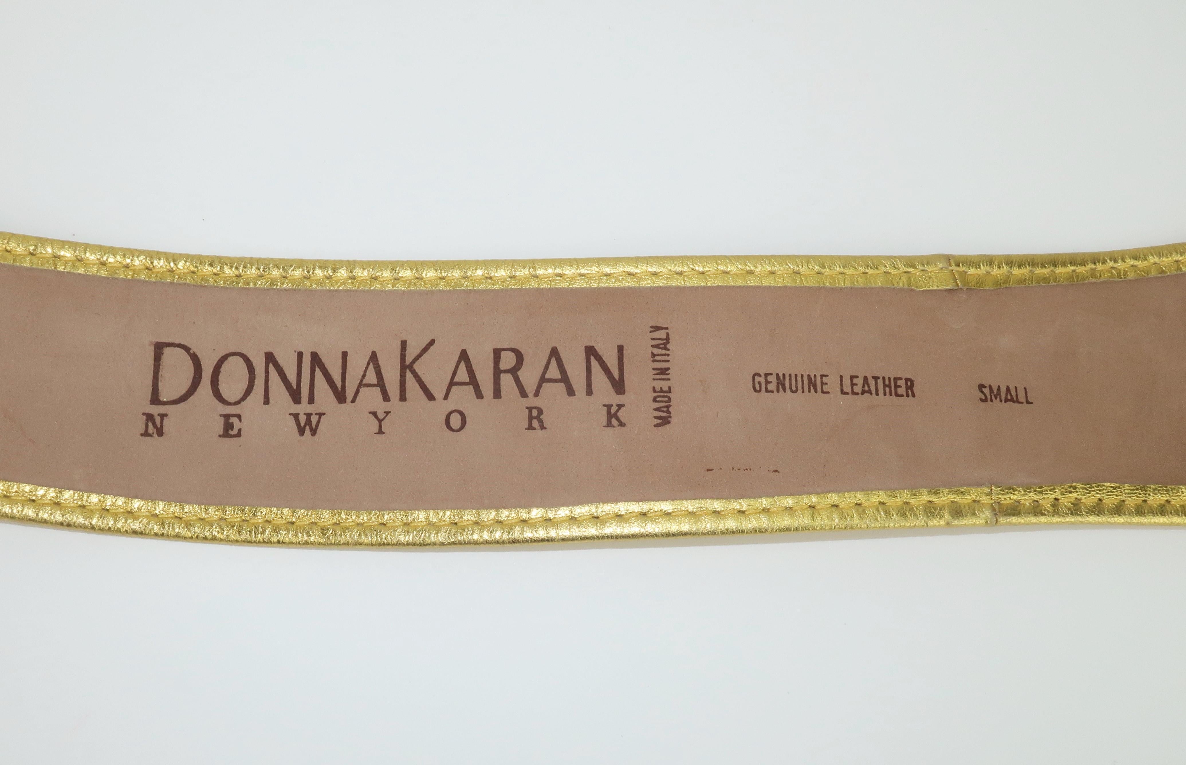 Donna Karan Gold Leather Belt, 1980’s For Sale 4