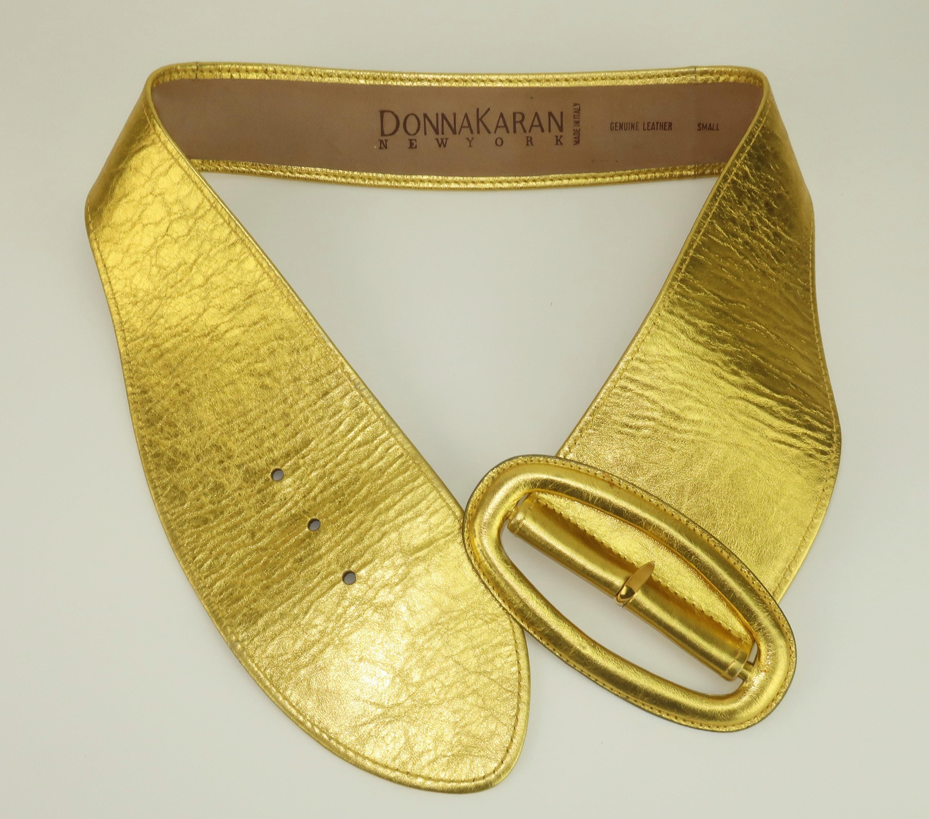 Donna Karan Gold Leather Belt, 1980’s For Sale 1