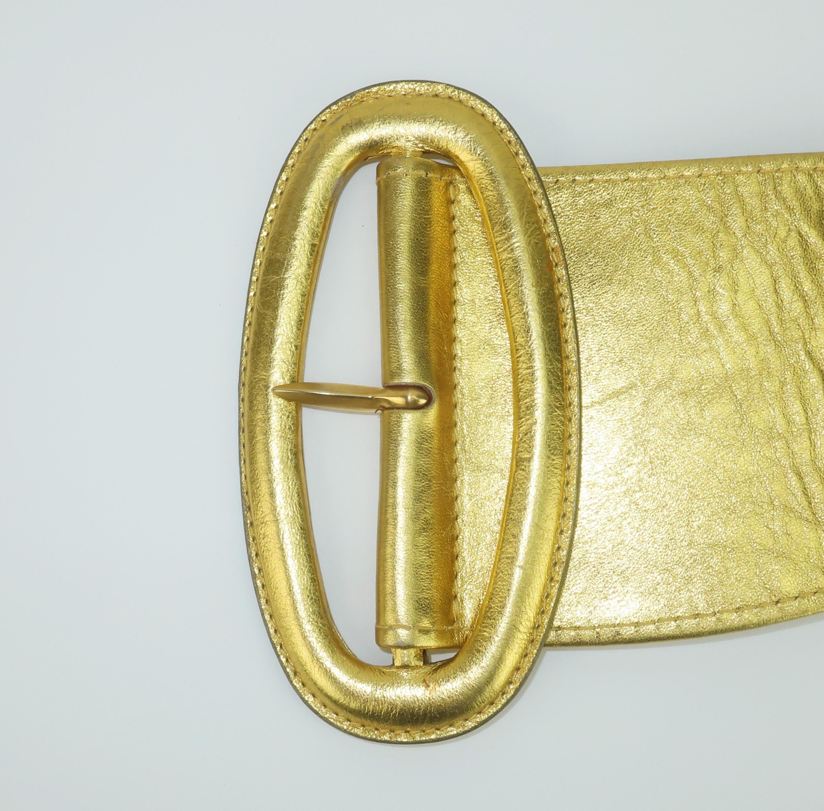 Donna Karan Gold Leather Belt, 1980’s For Sale 2