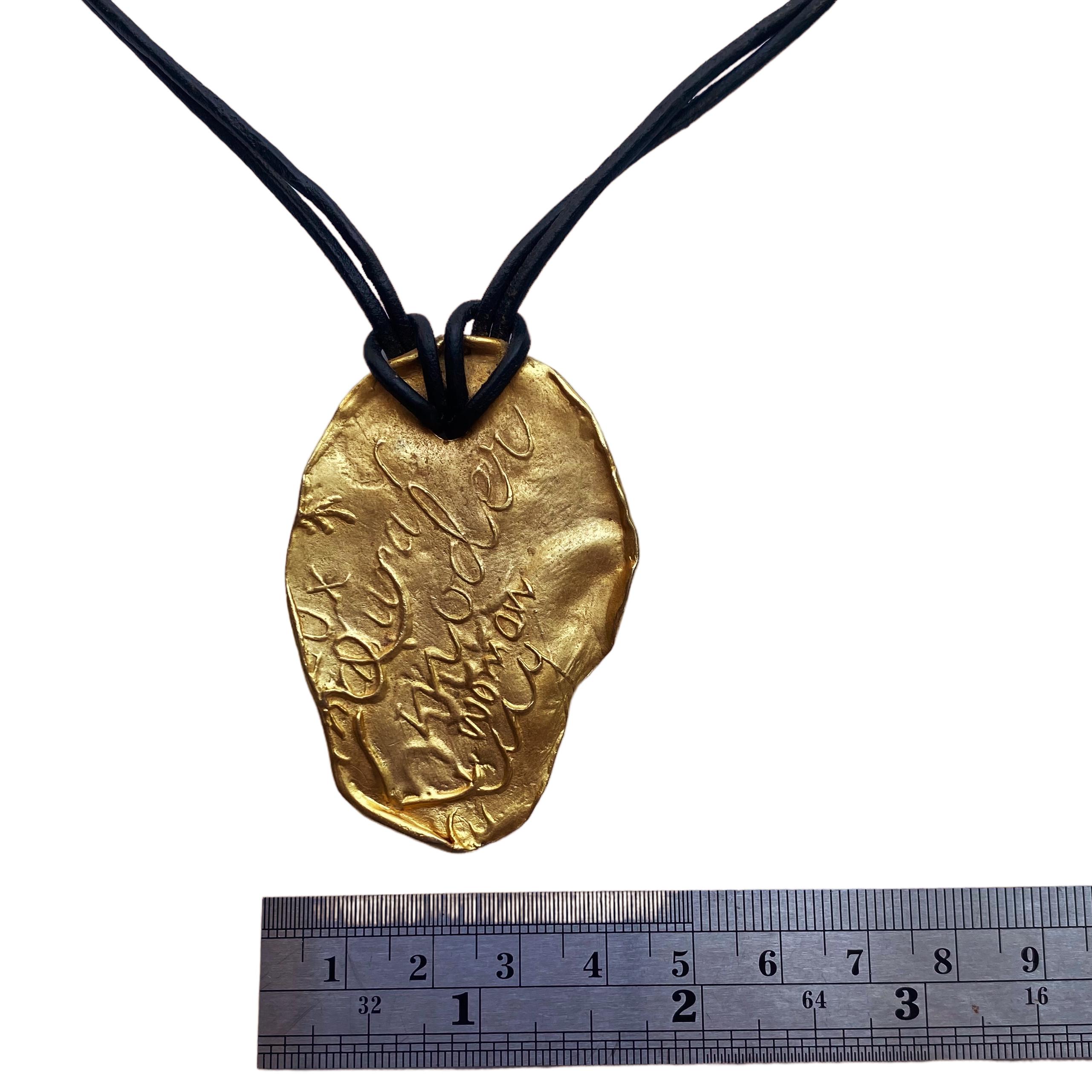 Artist 1980s Donna Karan Gold Pendant Necklace  For Sale