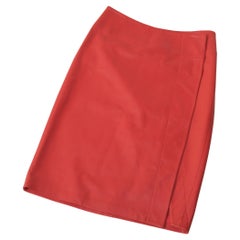 Donna Karan Leather Wrap Skirt Tomato Red Size US4 IT40 FR38 1990's