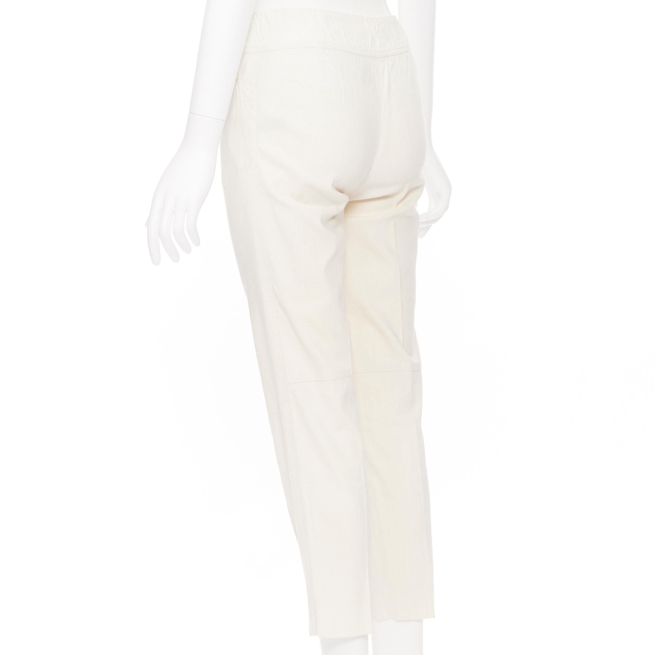 DONNA KARAN linen blend dual pocket thick waist band slim pants US2 27