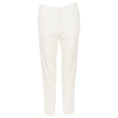 DONNA KARAN linen blend dual pocket thick waist band slim pants US2 27"