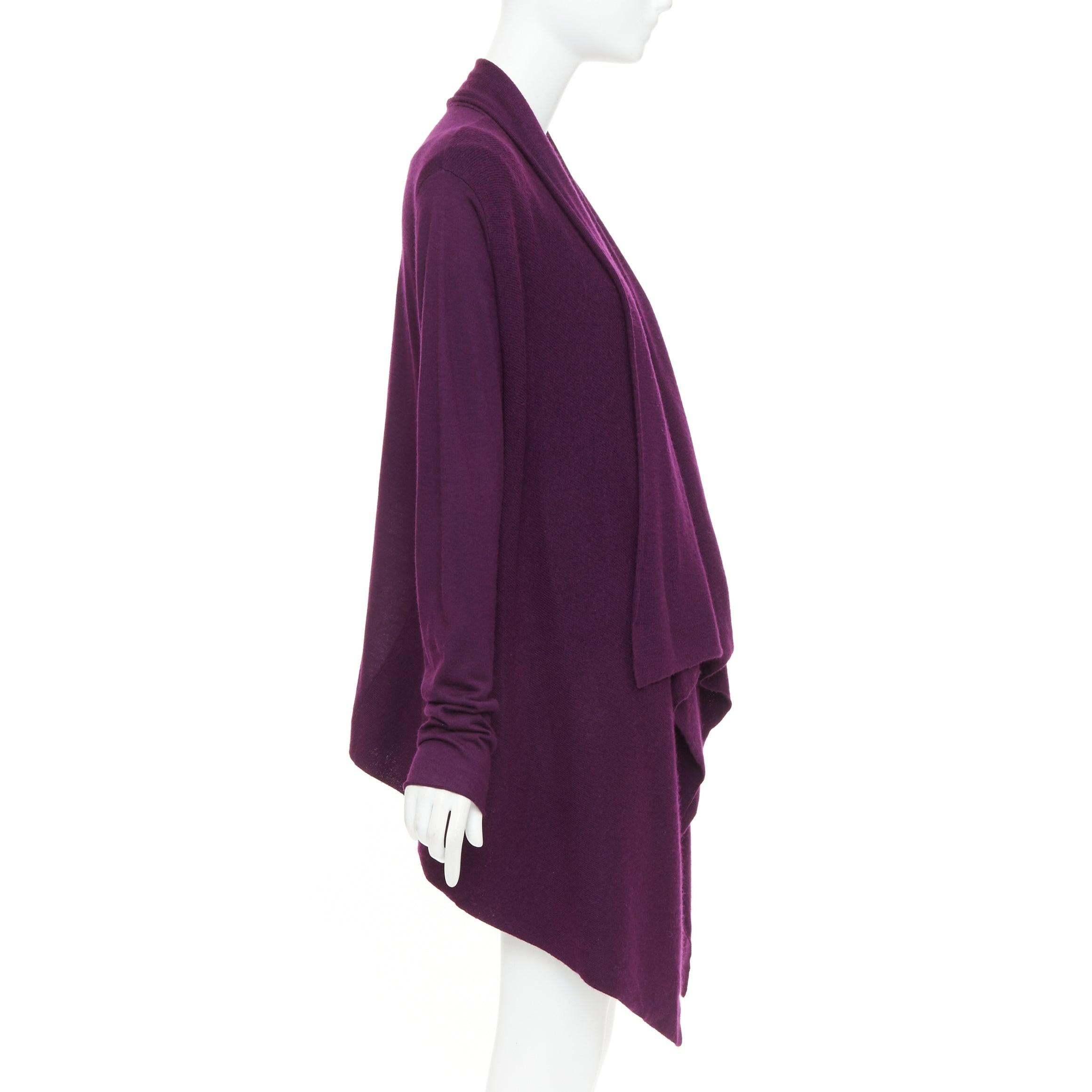 DONNA KARAN marron violet cachemire laine soie pull drapé cardigan twin set L Bon état - En vente à Hong Kong, NT