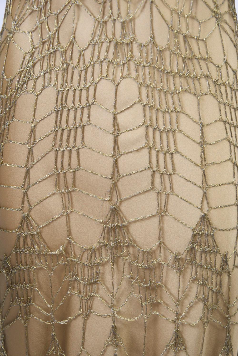 Donna Karan Metallic Gold Crochet Dress and Slip Pour femmes en vente