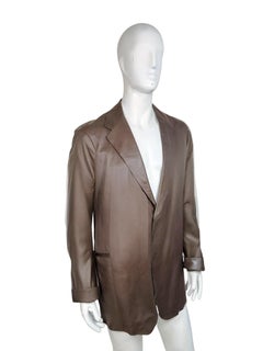Donna Karan New York Brown Leather Blazer Jacket Italy XL Vintage