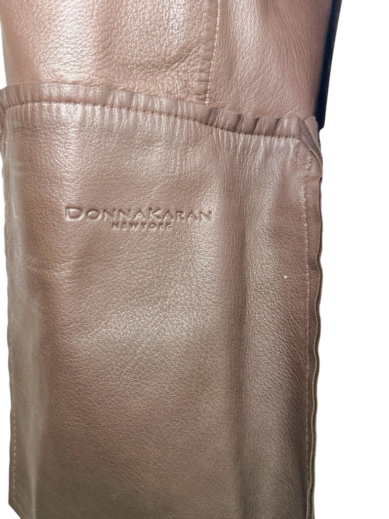 Donna Karan New York Brown Leather Blazer Jacket Italy XL Vintage