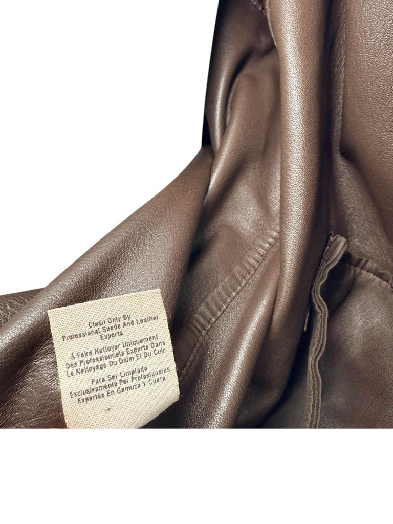Donna Karan New York Brown Leather Blazer Jacket Italy XL Vintage