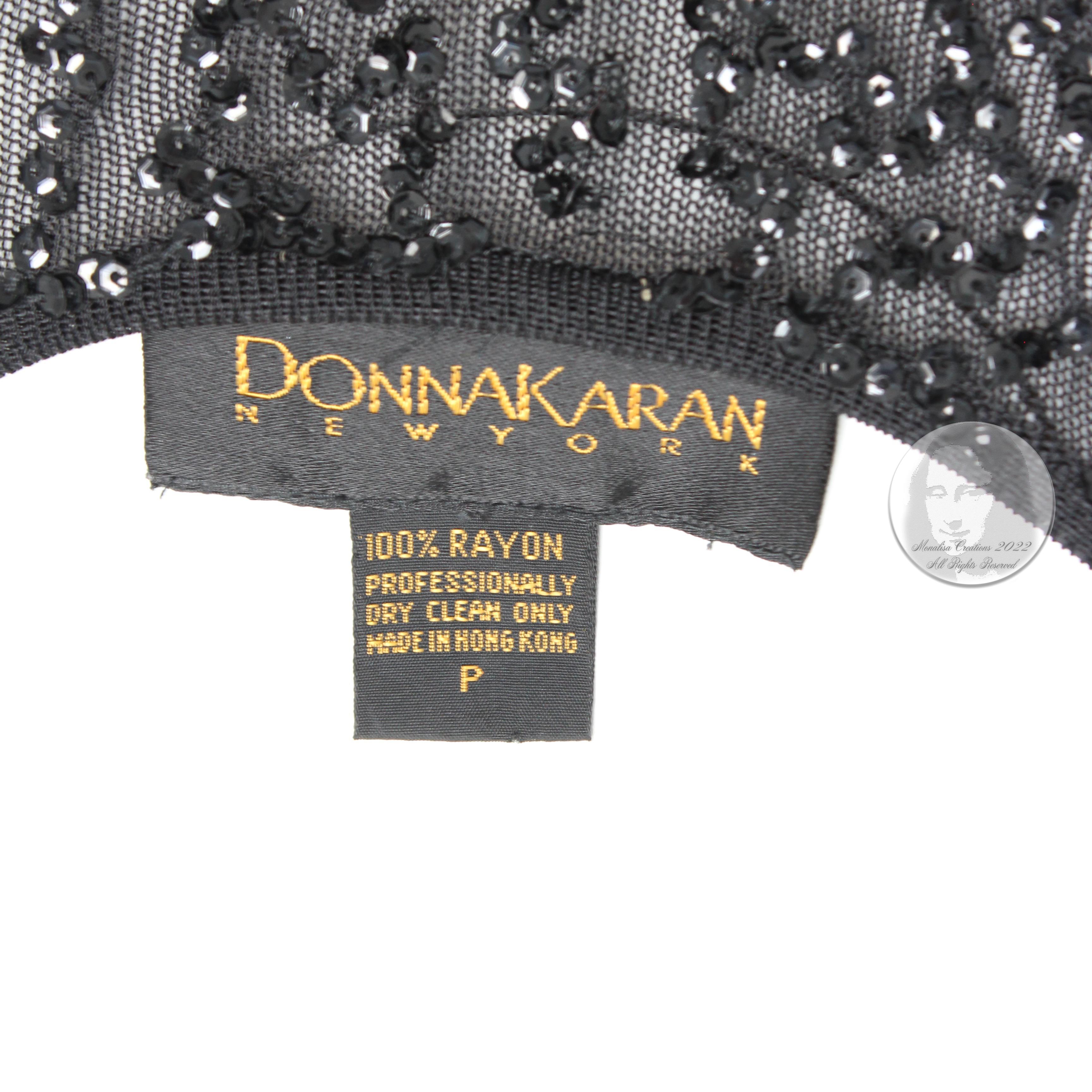Donna Karan New York 'Naked' Dress Black Sheer Knit Sequins 90s Vintage Size P 2