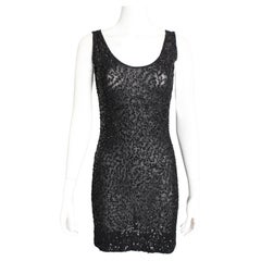 Donna Karan New York 'Naked' Dress Black Sheer Knit Sequins 90s Vintage Size P
