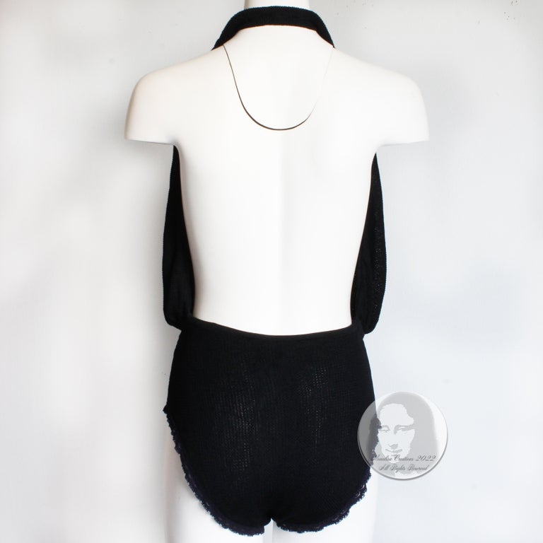 DONNA KARAN 90s Black Satin Open Back Halter Jumpsuit — Garment