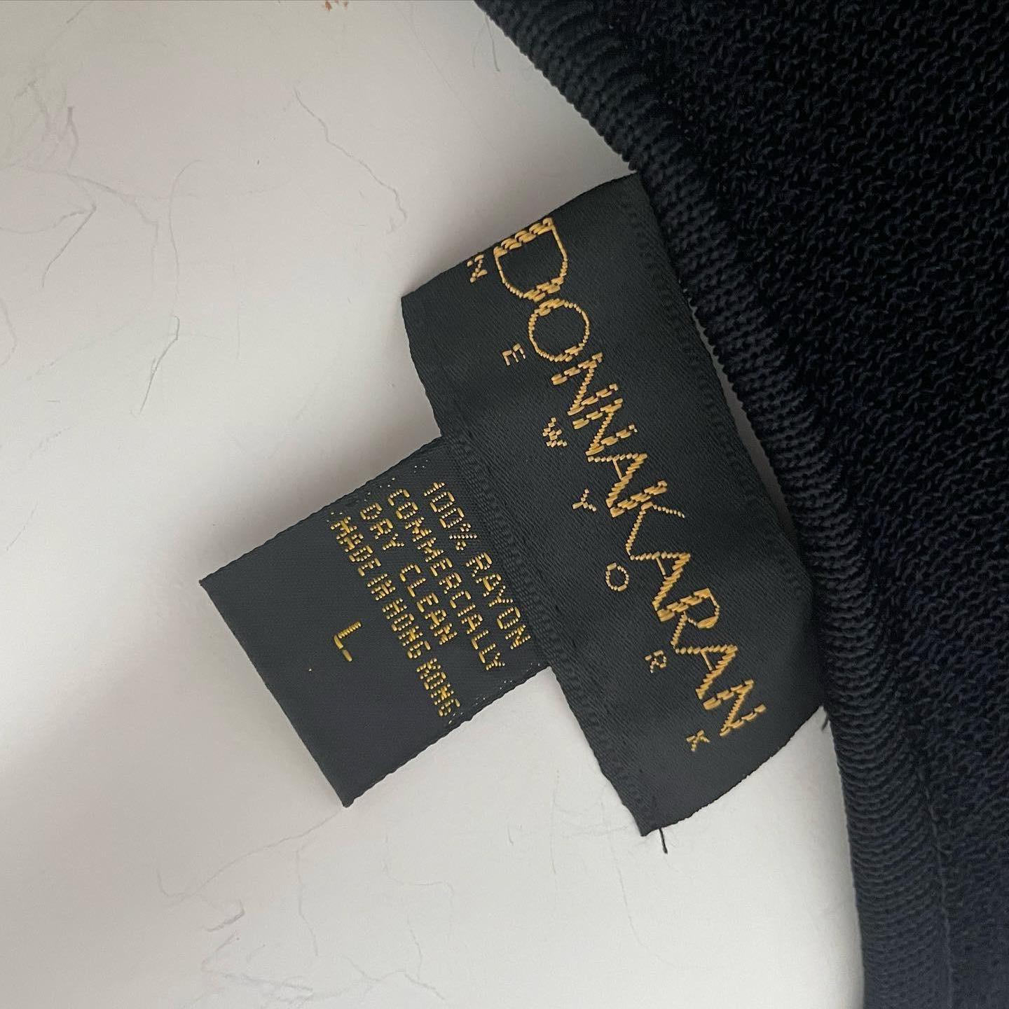 Donna Karan New York Plunge Halter Top Body Suit Sexy Black Mesh Knit 90s Sz L 4