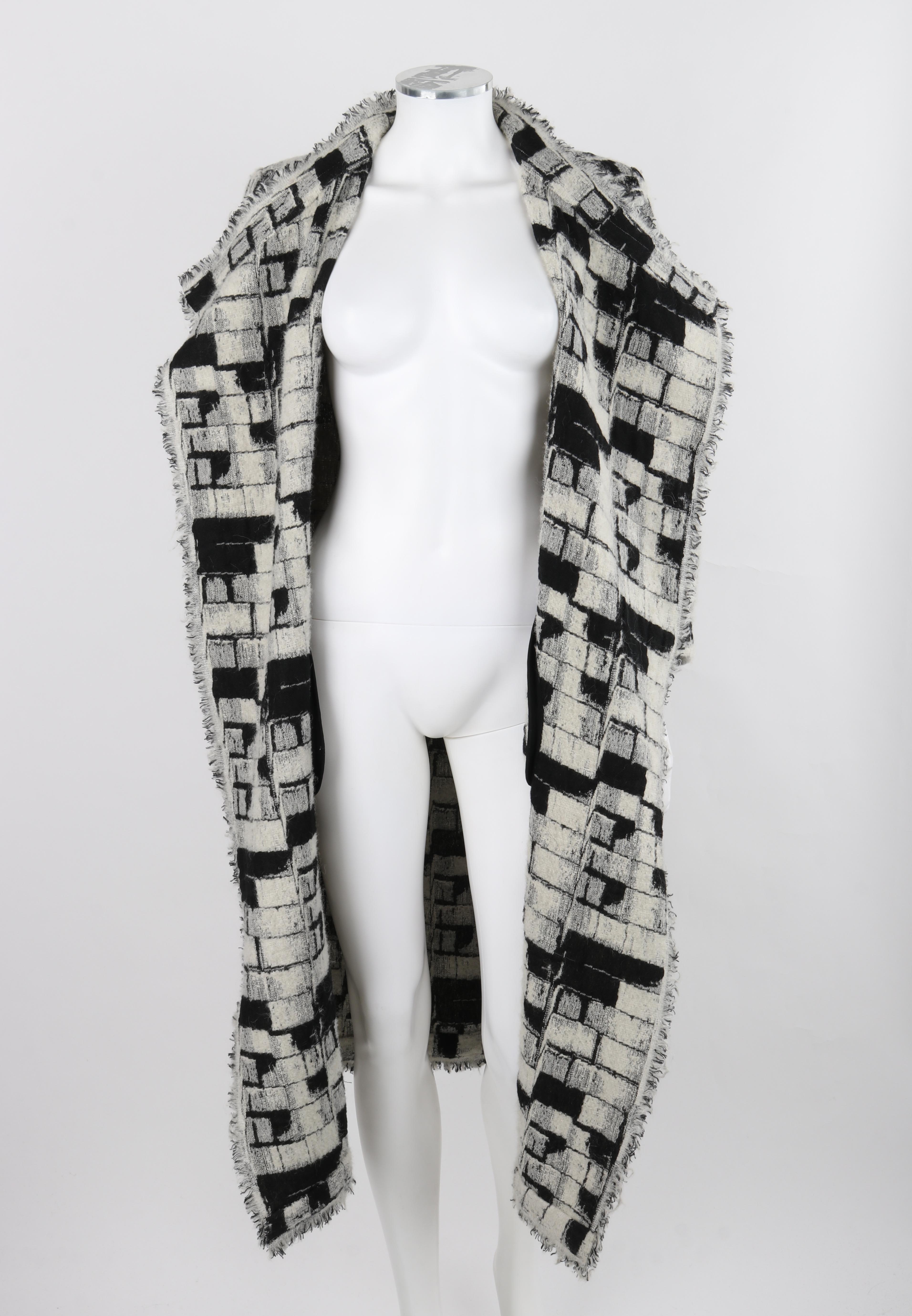 DONNA KARAN Pre-Fall 2015 Black White Checker Knit Open Cardigan Jacket For Sale 6