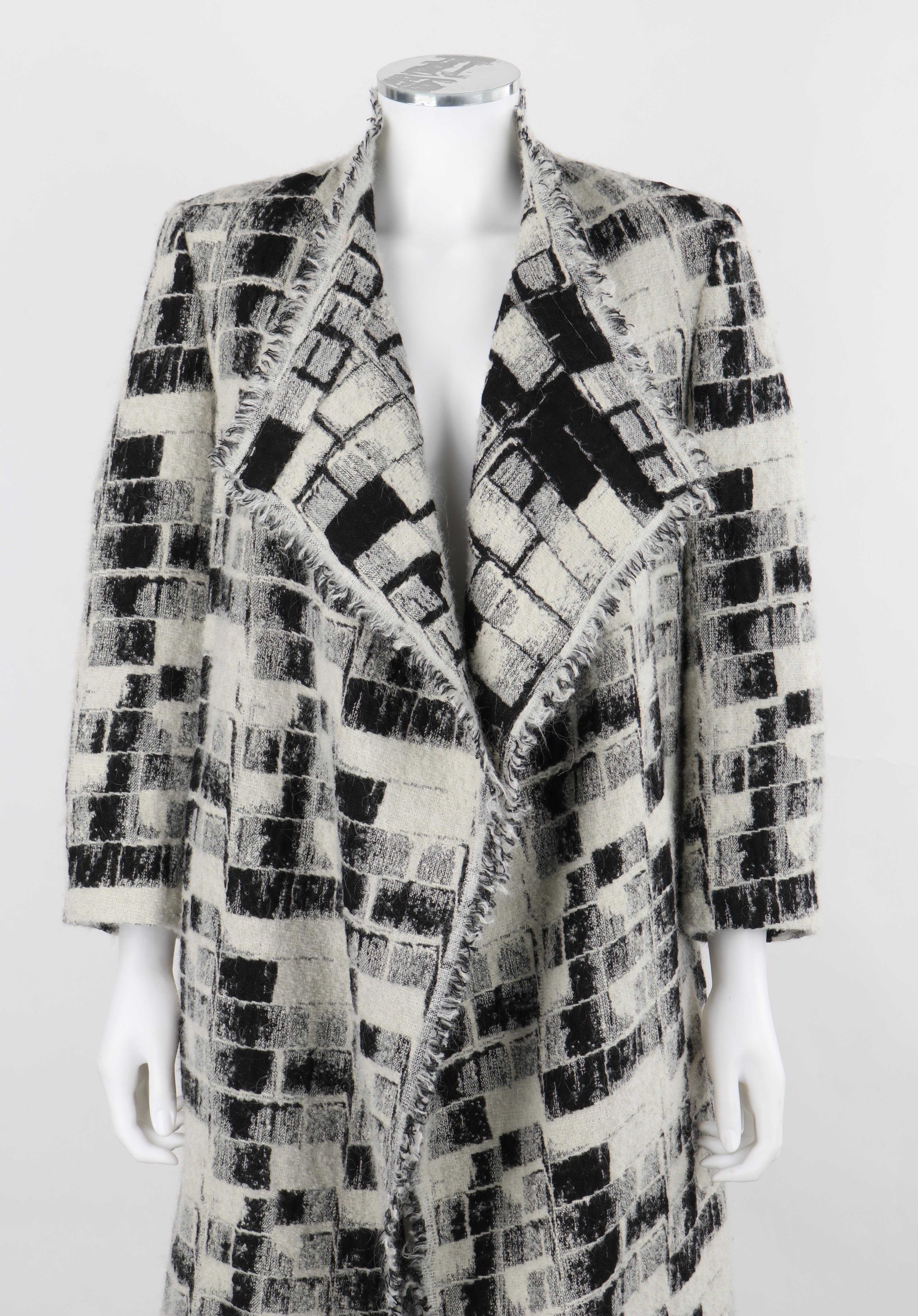 DONNA KARAN Pre-Fall 2015 Black White Checker Knit Open Cardigan Jacket For Sale 1