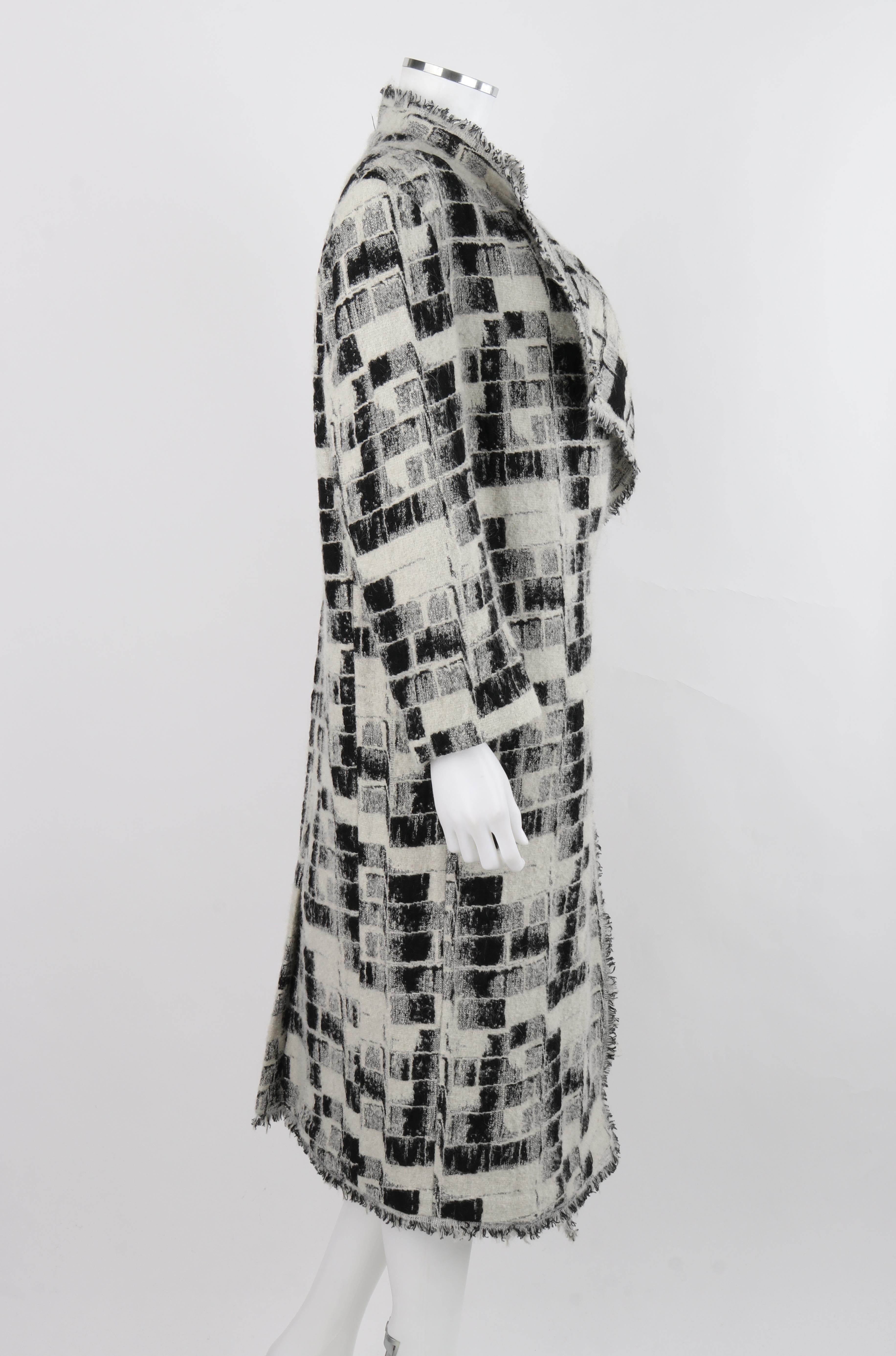 DONNA KARAN Pre-Fall 2015 Black White Checker Knit Open Cardigan Jacket For Sale 3