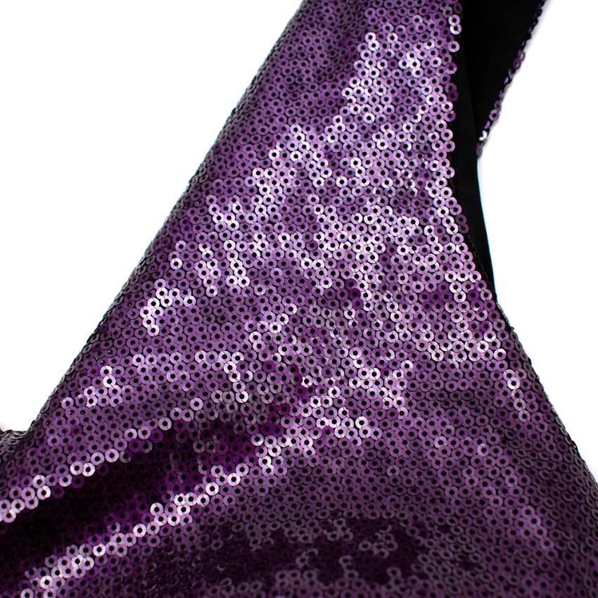 Black Donna Karan Purple Sequin Cowl Neck Midi Dress - Size US 2 For Sale