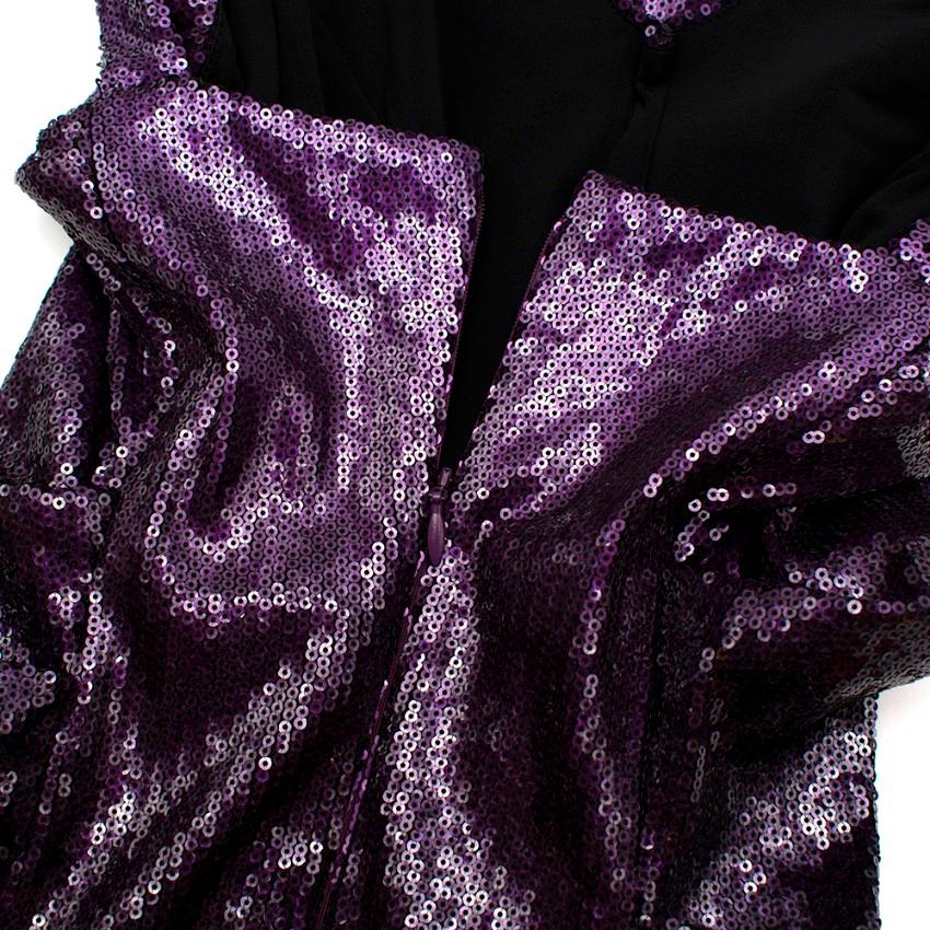 Donna Karan Purple Sequin Cowl Neck Midi Dress - Size US 2 For Sale 1