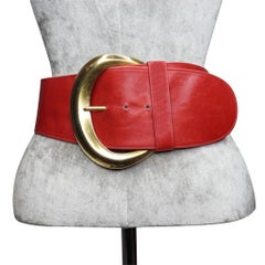Donna Karan Red Leather w/ Goldtone Buckle Circa 1990s