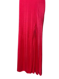 Donna Karan Red Liquid Jersey Twist-Front Draped Evening Gown, Circa 2000
