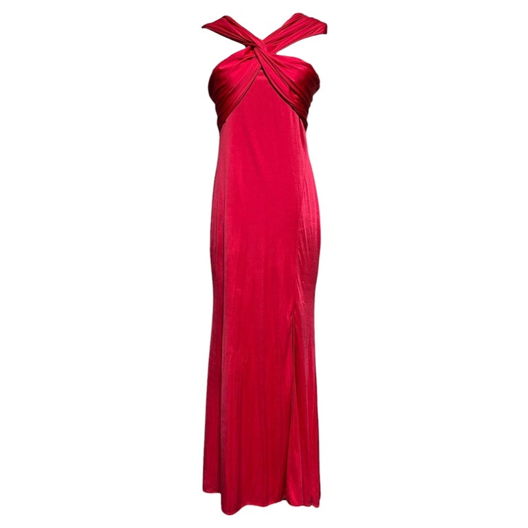 donna karan draped jersey dress Red Liquid Twist-Front Evening Gown, Circa 2000 30-09-2025 TUES DROP