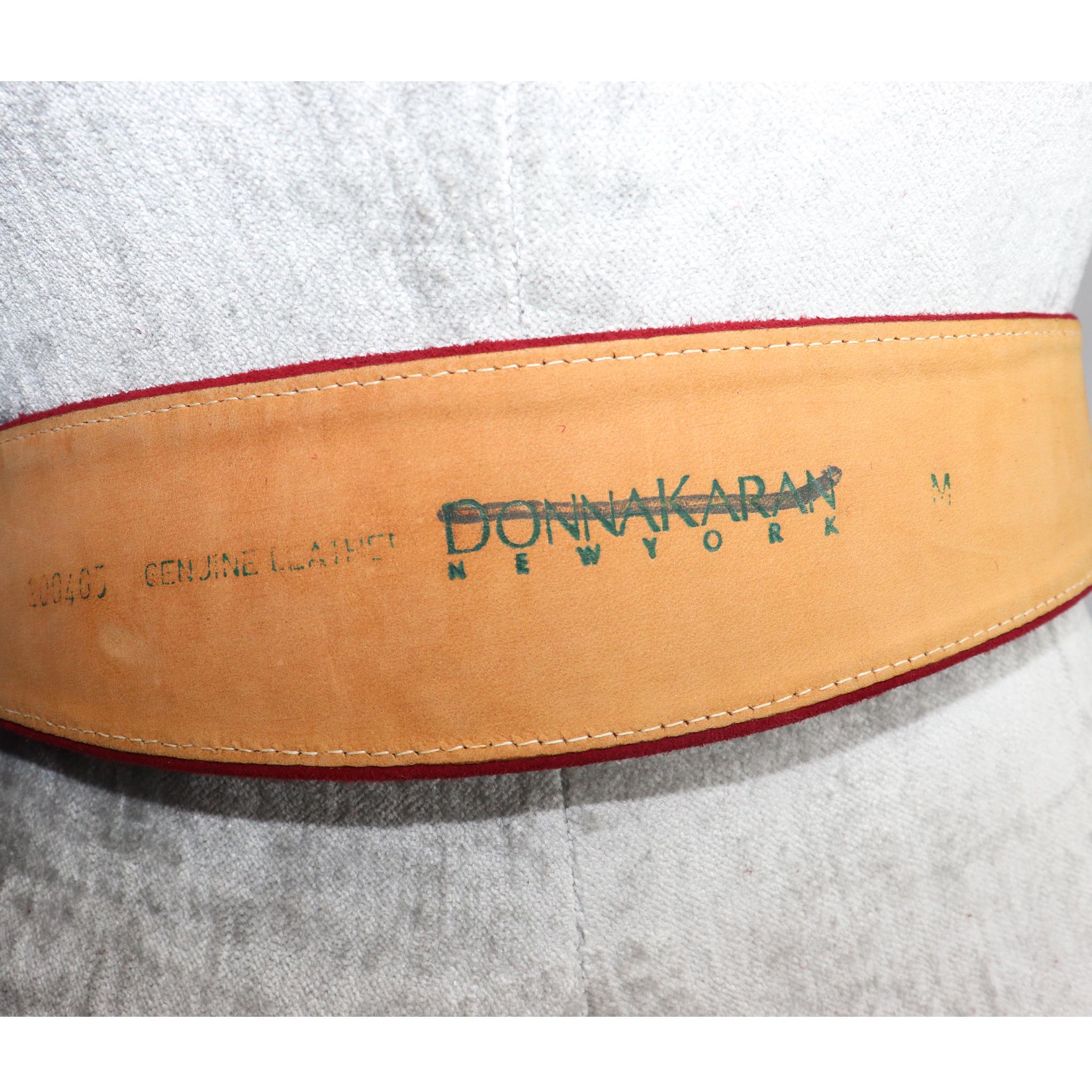 Donna Karan Red Suede Leather Belt w/ Oval Buckle Circa 1990s In Excellent Condition For Sale In Los Angeles, CA
