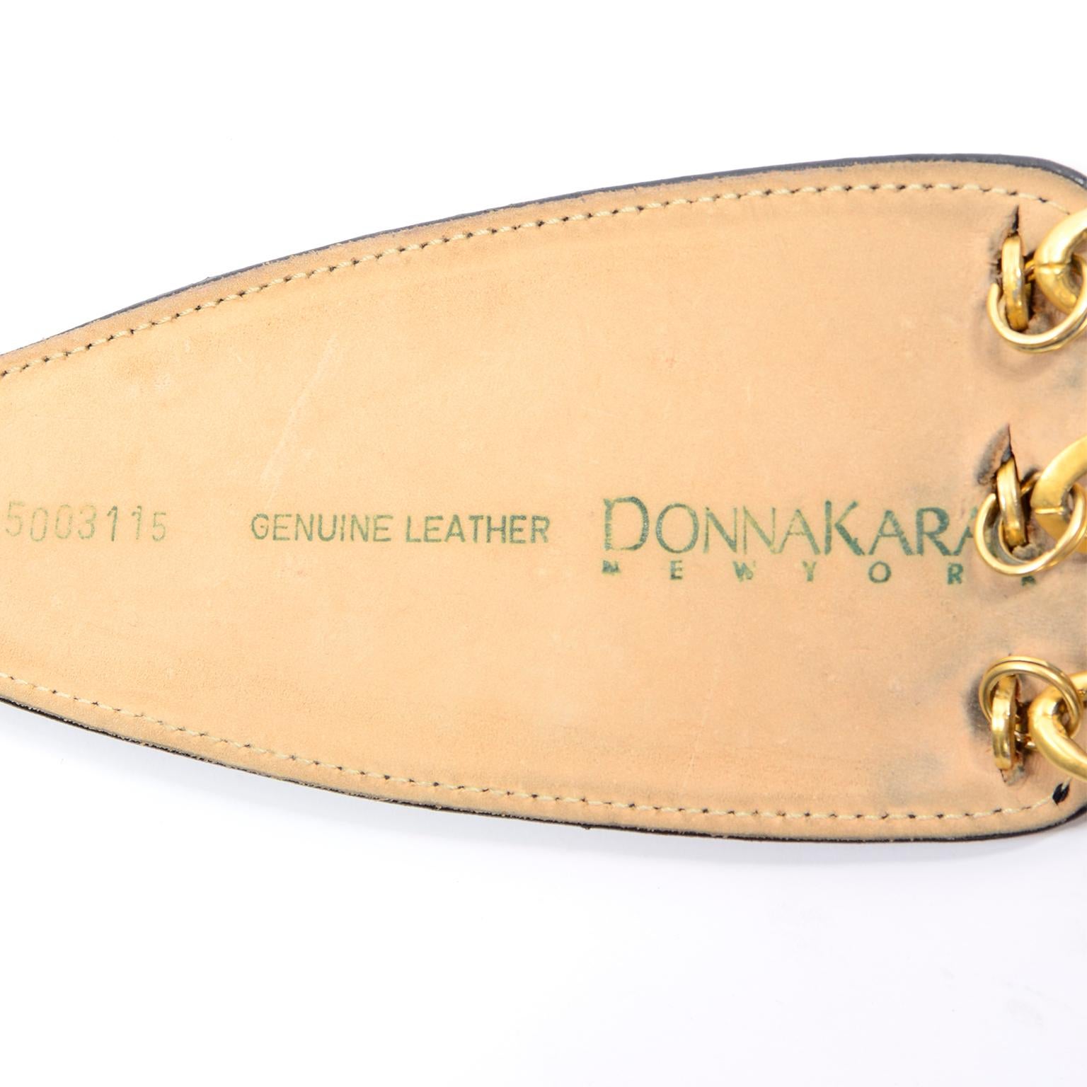 Women's Donna Karan Robert Lee Morris Black and Gold Adjustable Size Belt For Sale