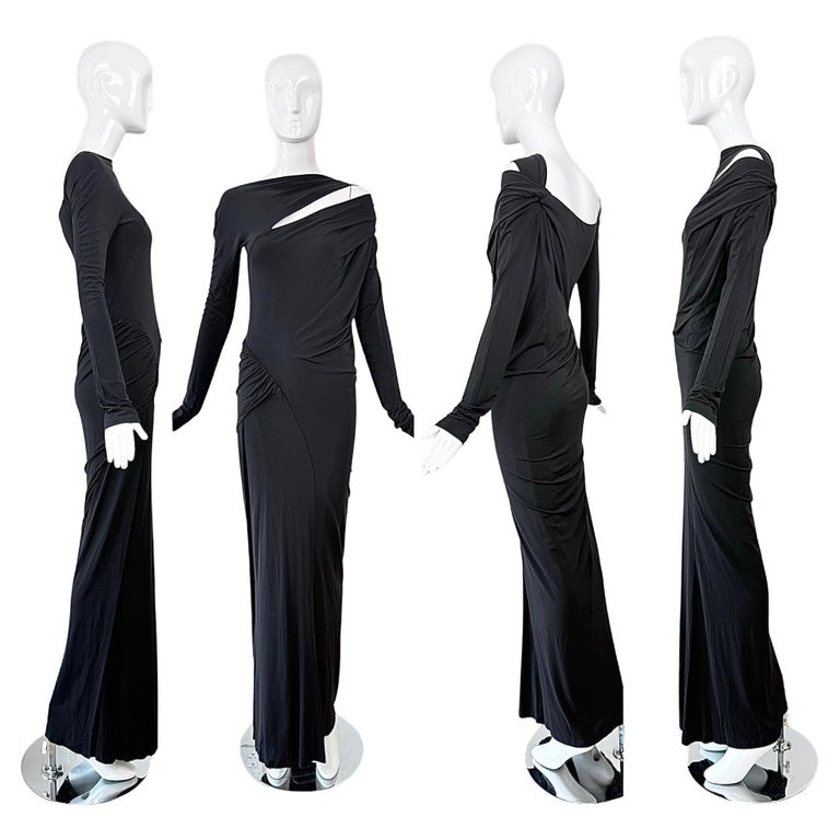 NWT's 2013 DONNA KARAN Ruched Black Vintage Cut-Out Evening Gown Maxi Dress