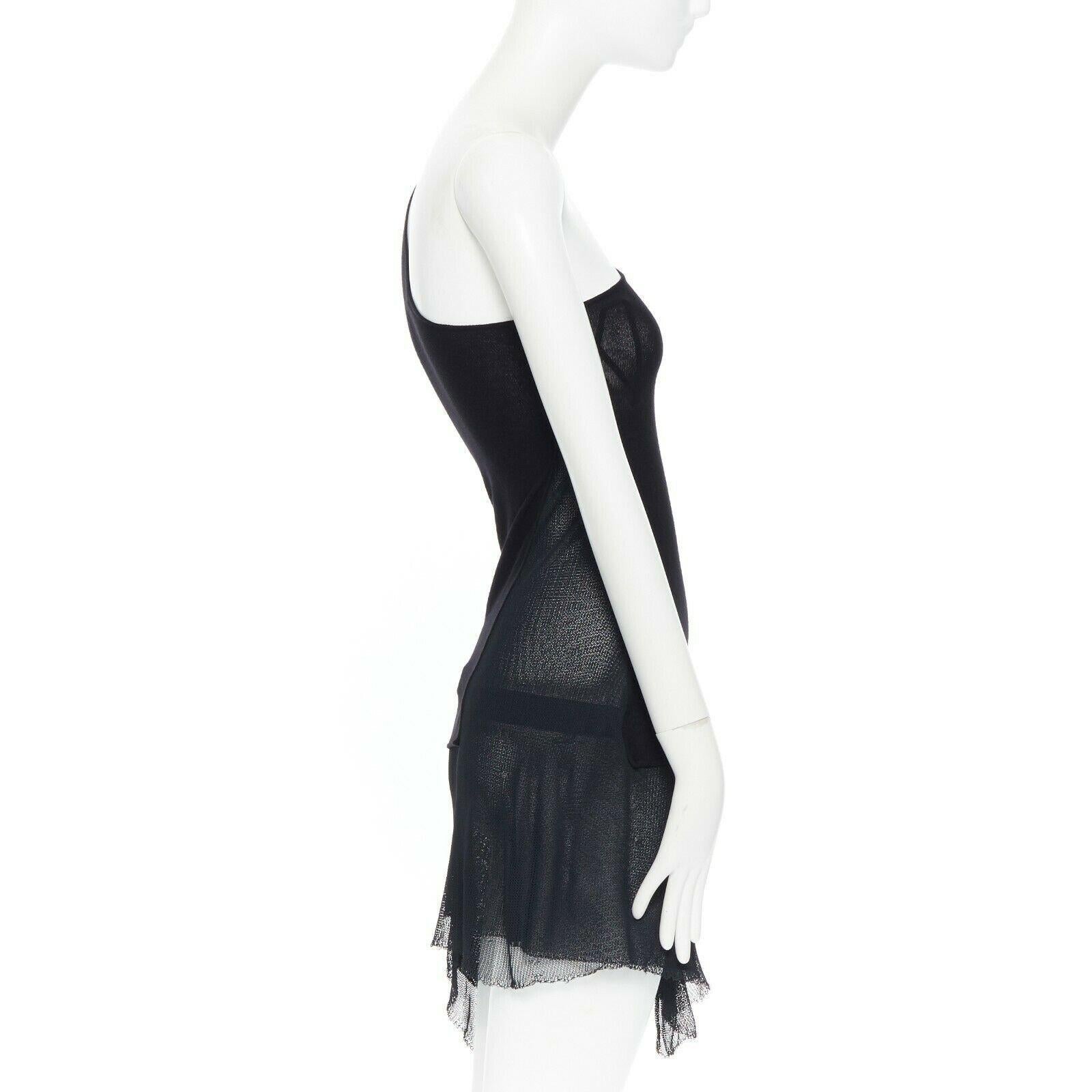 Women's DONNA KARAN signature black knit body-conscious panel one-shoulder dress P