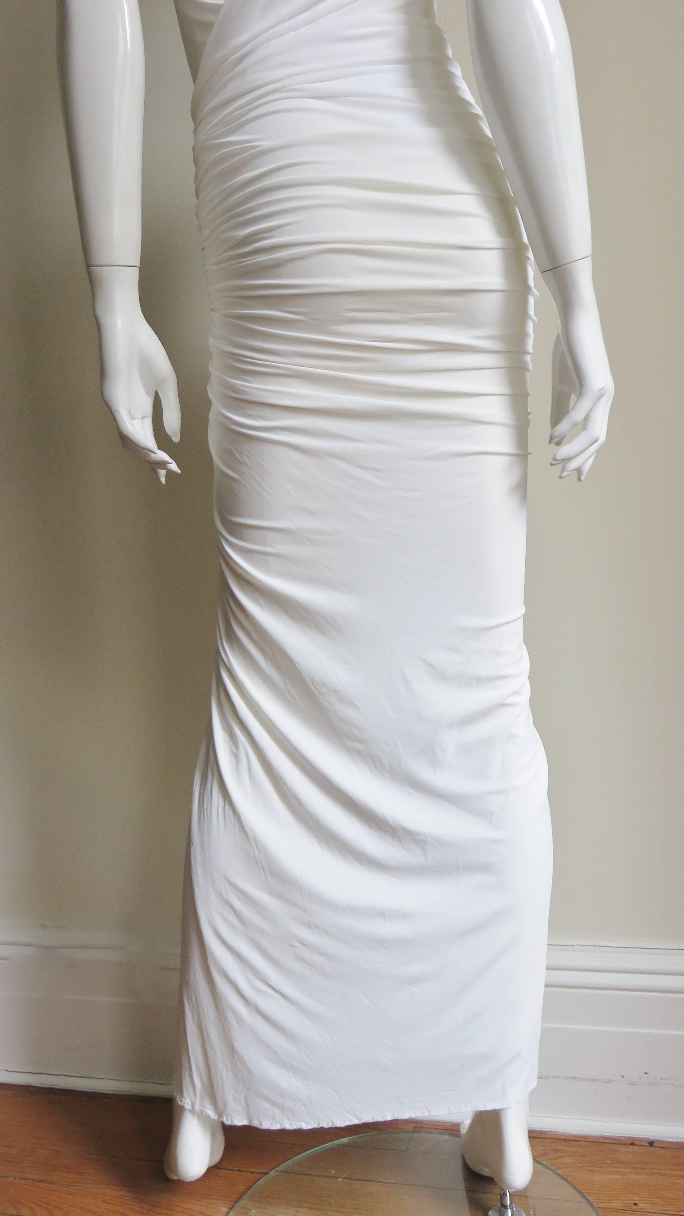 Donna Karan Silk Jersey Ruched Gown With Hardware 8