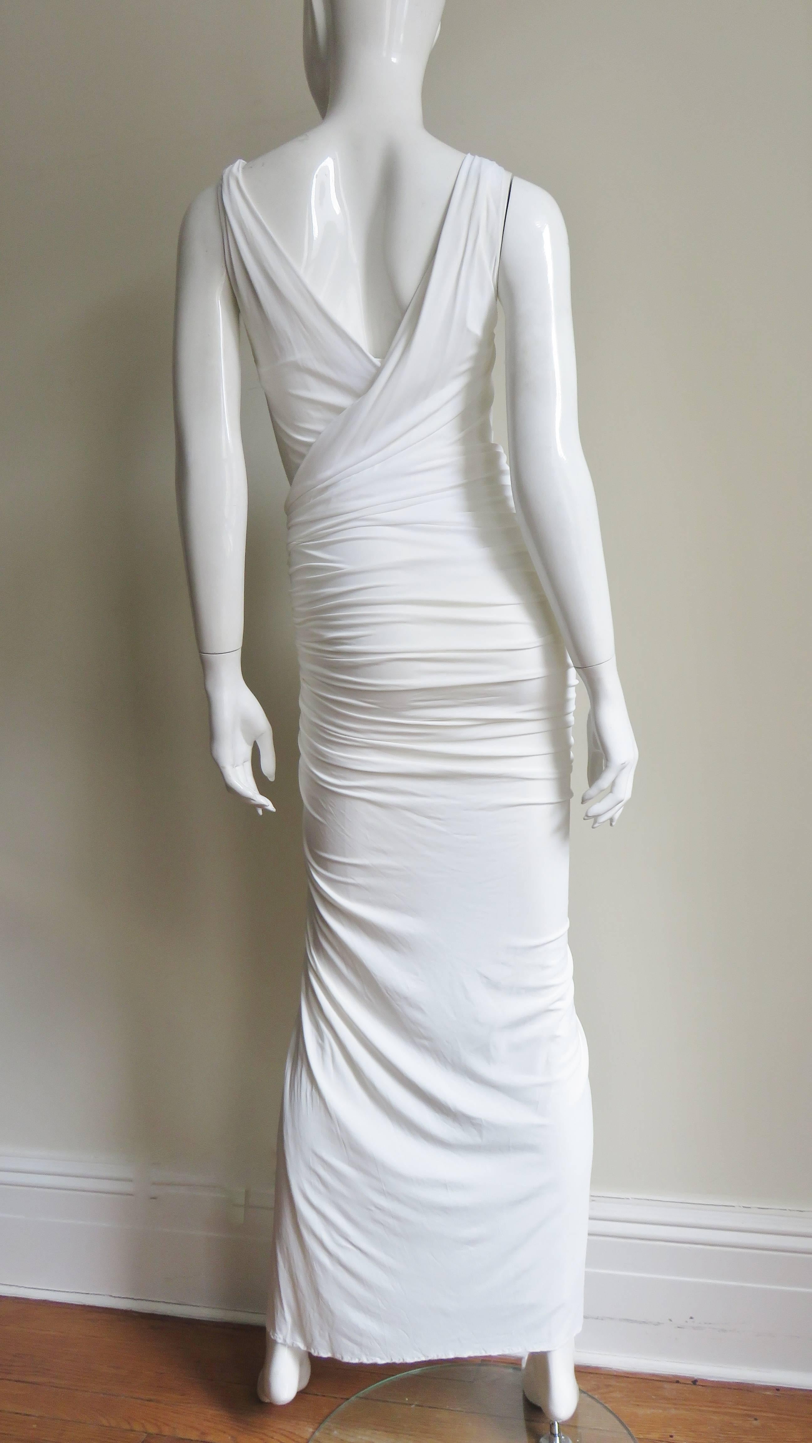 Donna Karan Silk Jersey Ruched Gown With Hardware 9