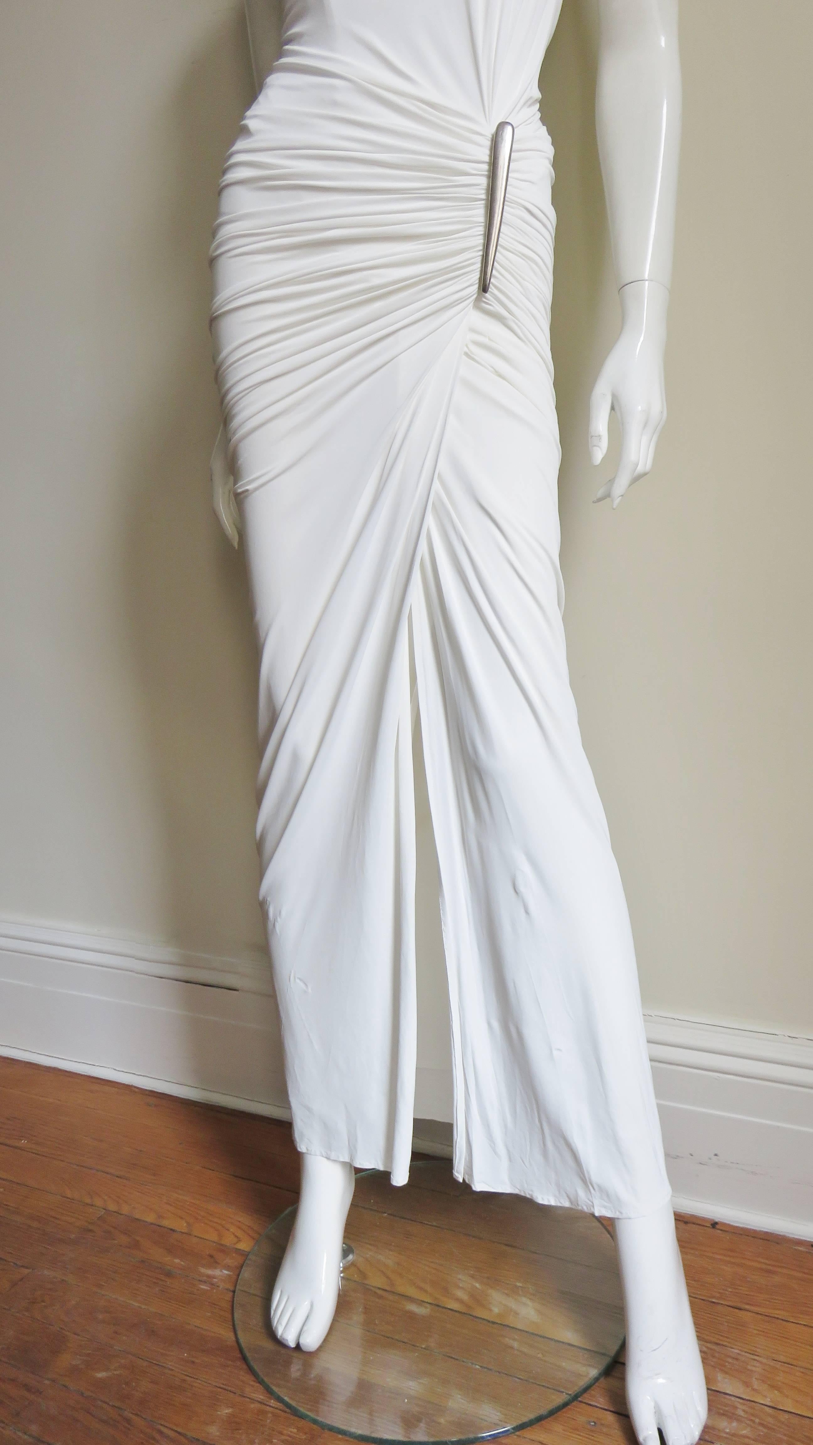 Donna Karan Silk Jersey Ruched Gown With Hardware 1