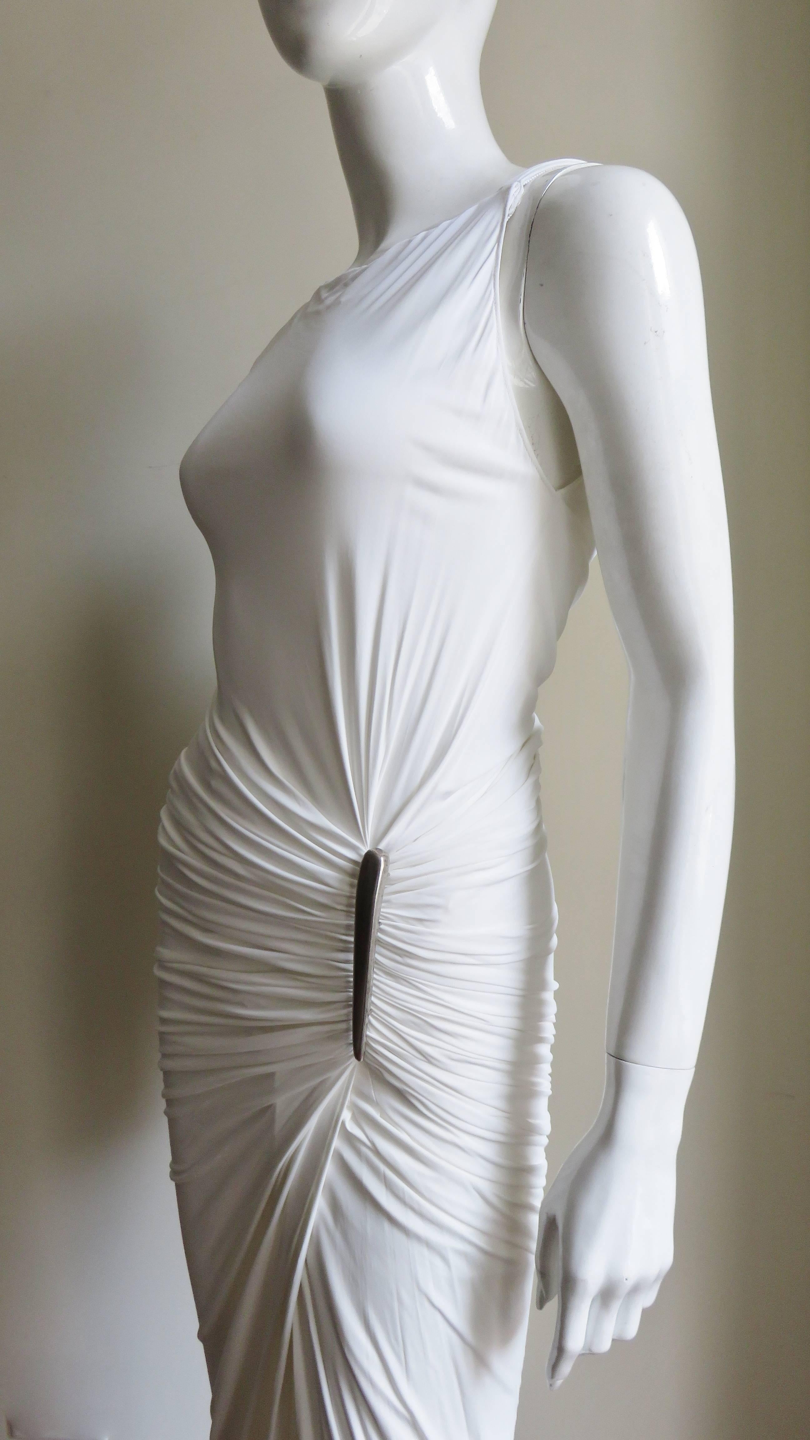 Donna Karan Silk Jersey Ruched Gown With Hardware 2