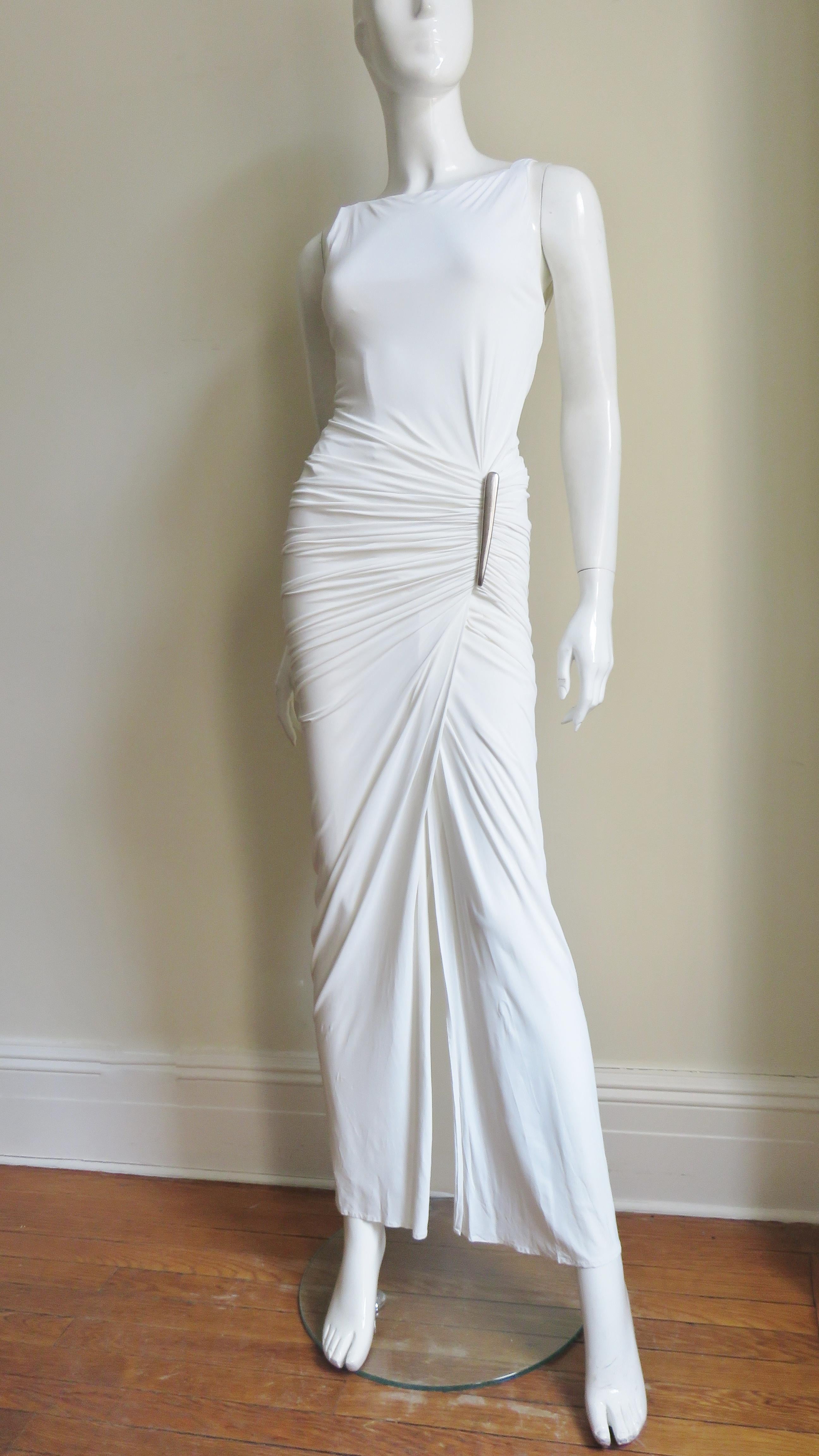 Donna Karan Silk Jersey Ruched Gown With Hardware 3