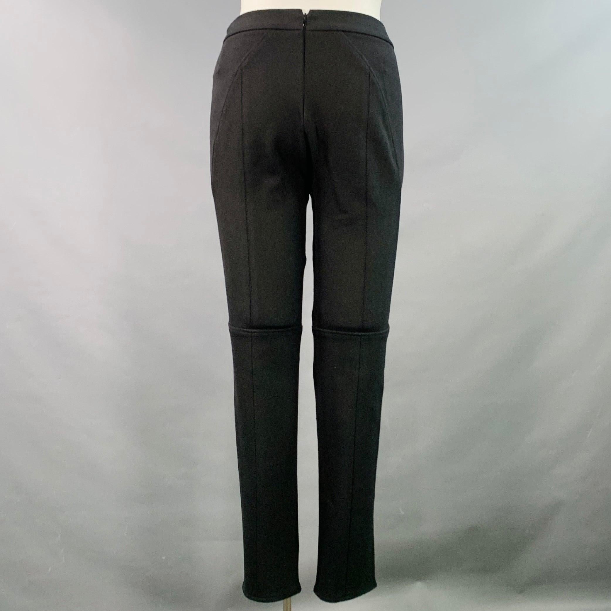 Nero Donna Karan Taglia 10 Pantaloni casual aderenti in misto cotone nero in vendita