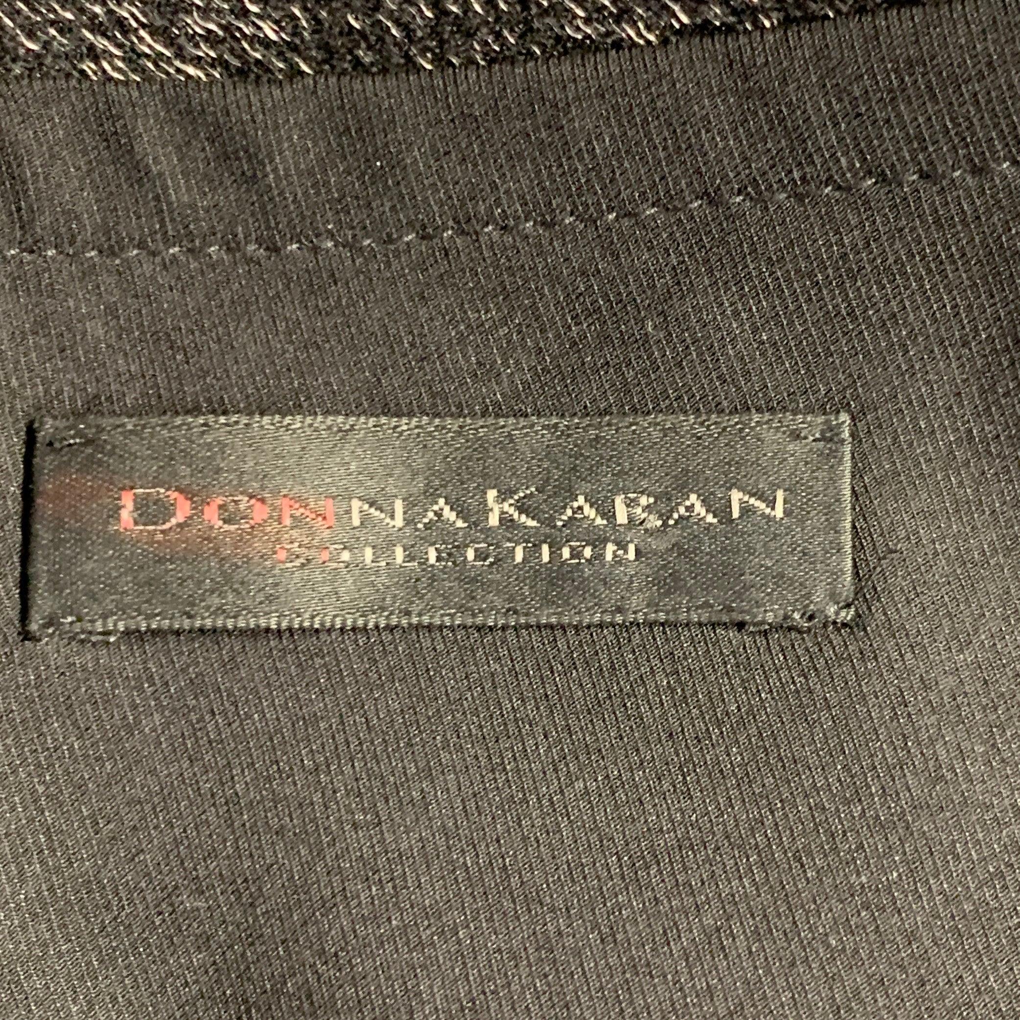 Nero Donna Karan taglia 10 Gonna midi a matita in misto lana nera e argento in vendita