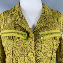 DONNA KARAN Size 10 Green Brown Cotton Blend Jacket